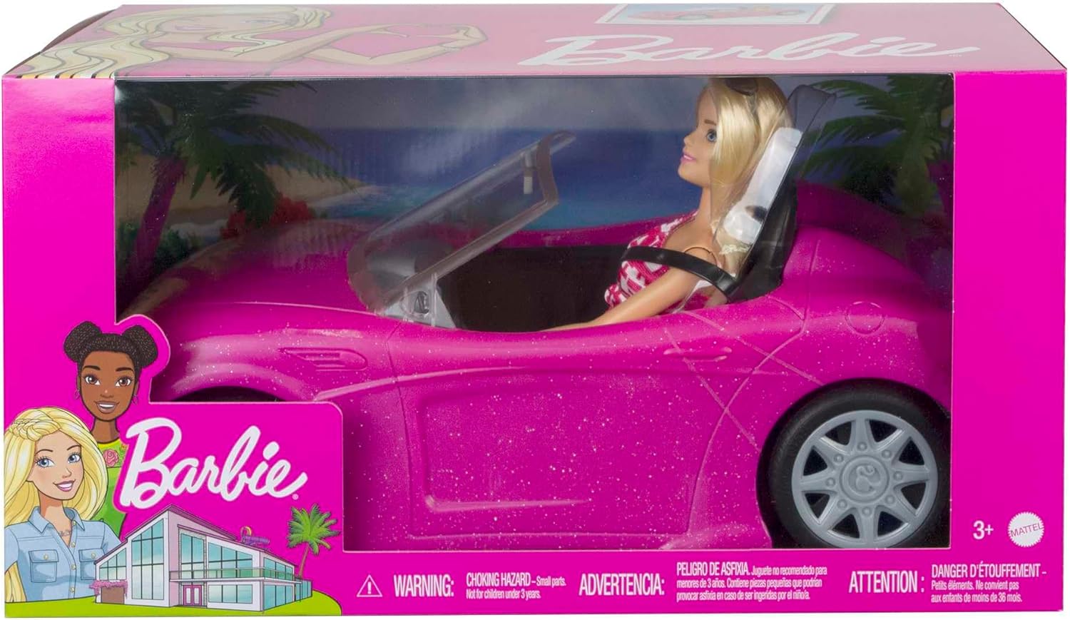 Barbie Playset with Glitter Pink Convertible
