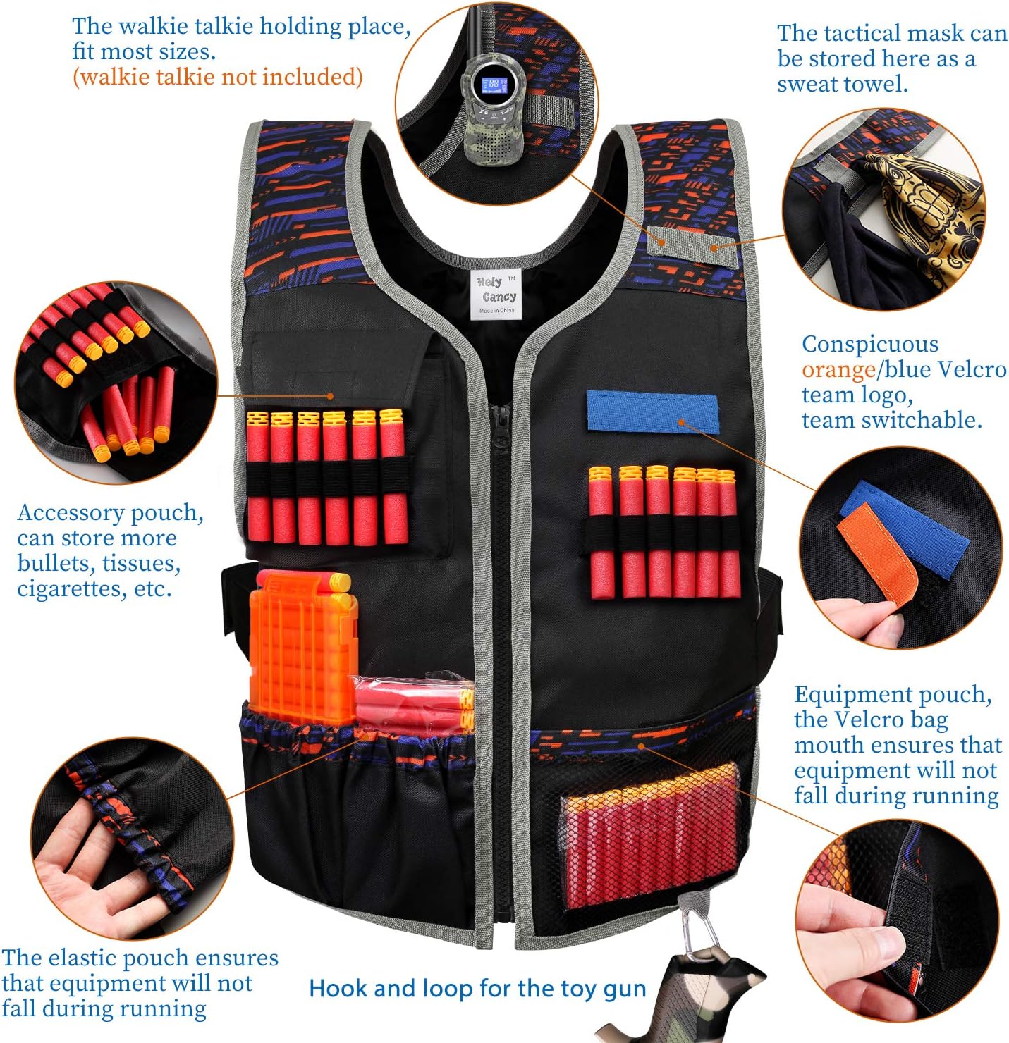 Large Adjustable Toy Tactical Vest Set