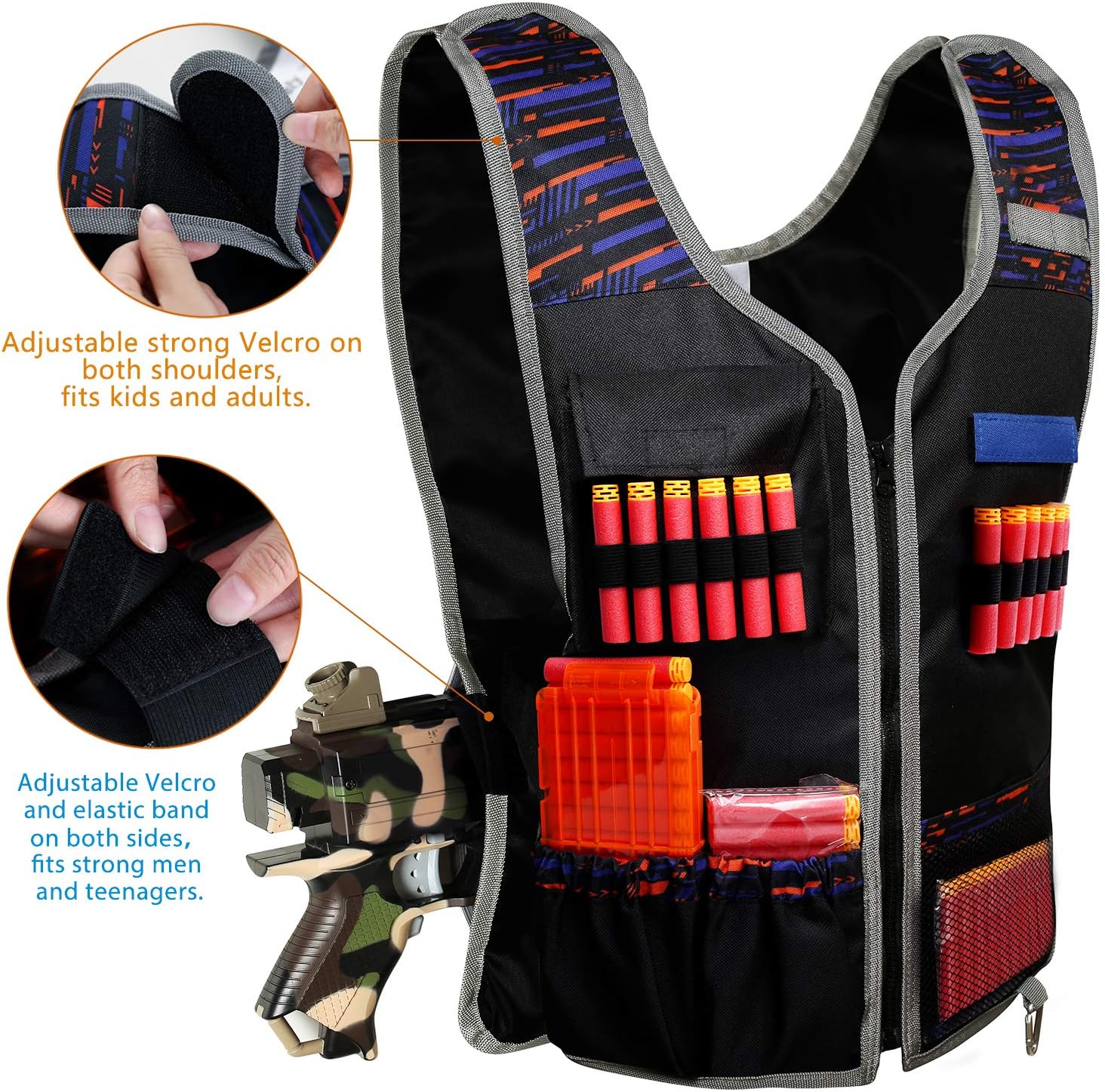 Large Adjustable Toy Tactical Vest Set