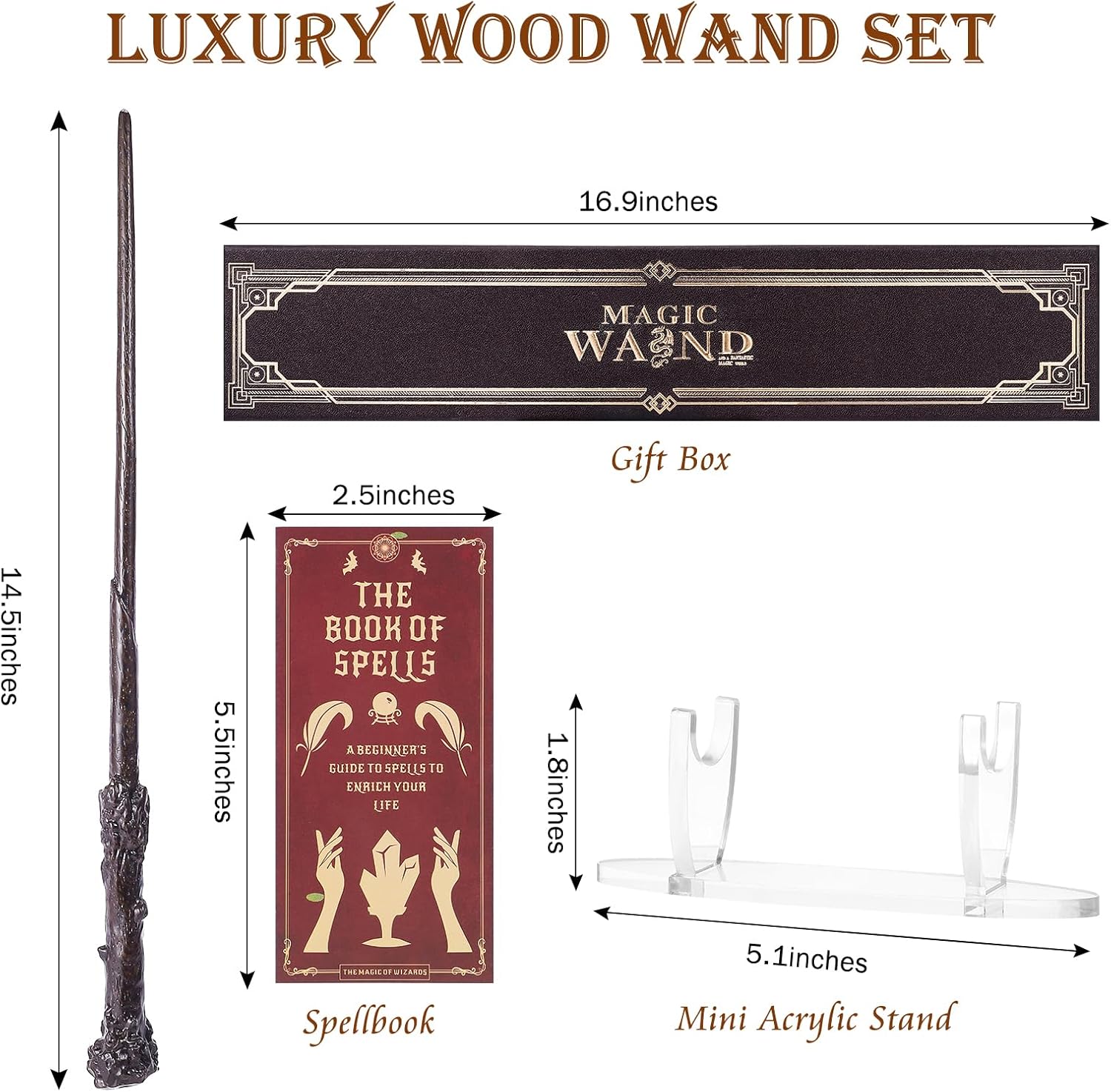 14.5" Wooden Witch Magic Wand