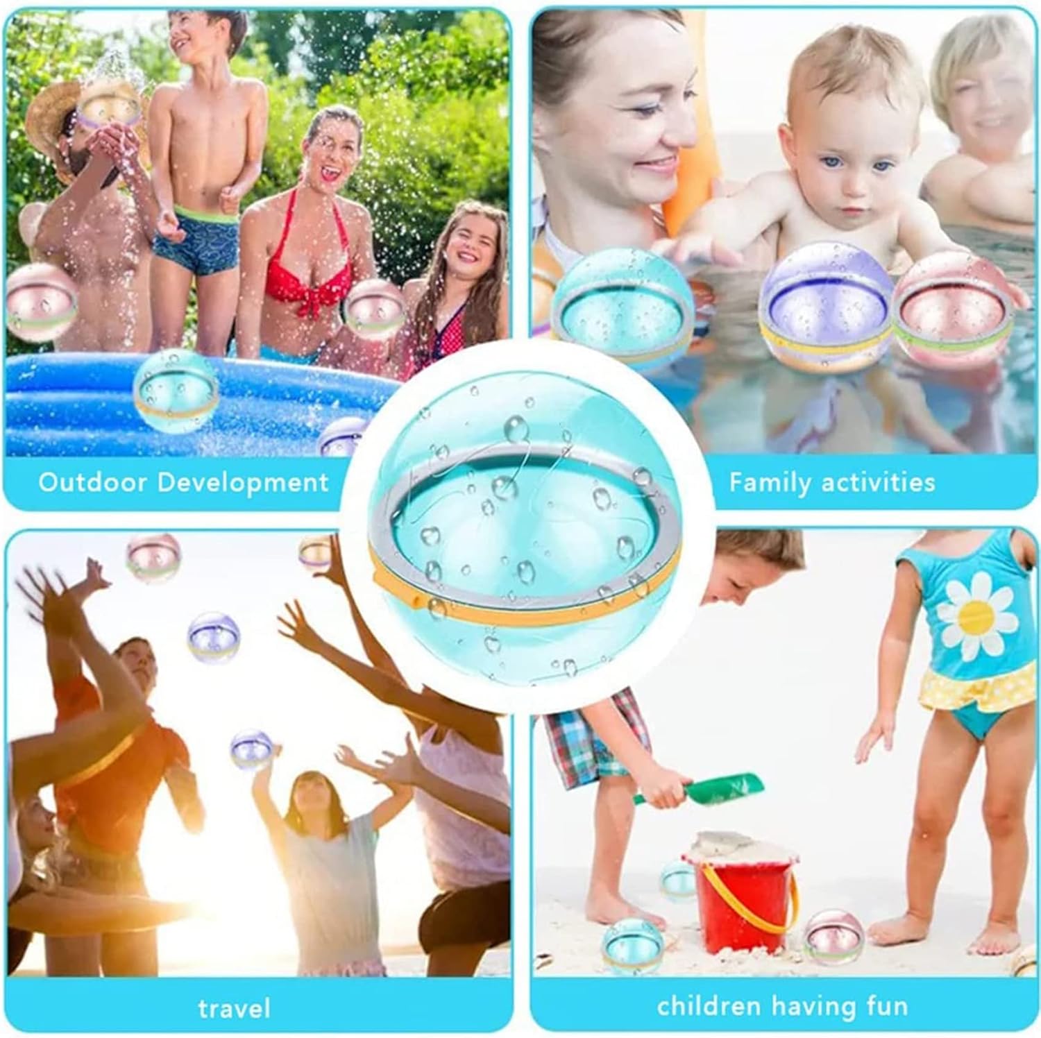 12 Piece Reusable Water Balloons, Quick Fill Magnetic