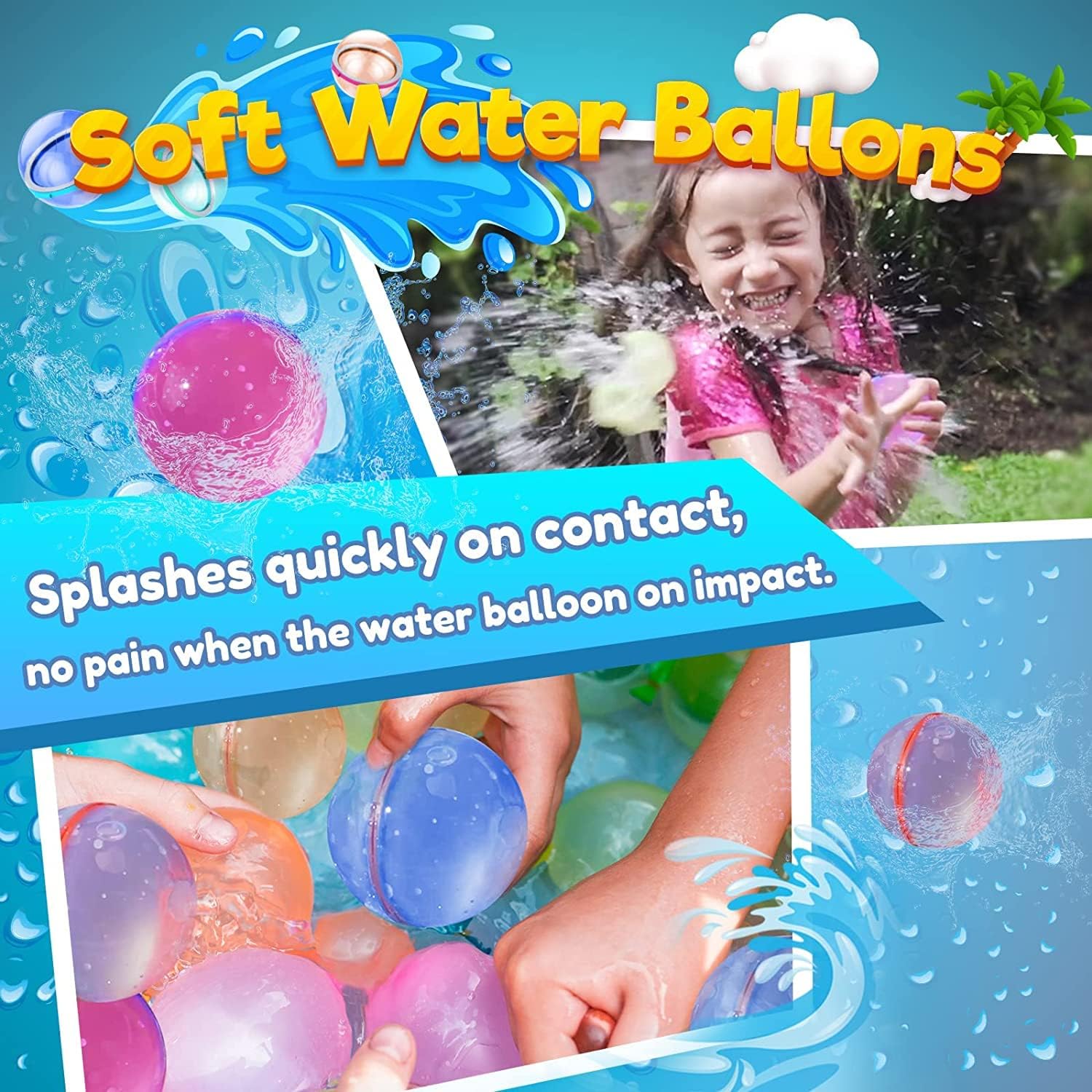 12 Pcs Reusable Water Balloons, Self-Sealing Silicone