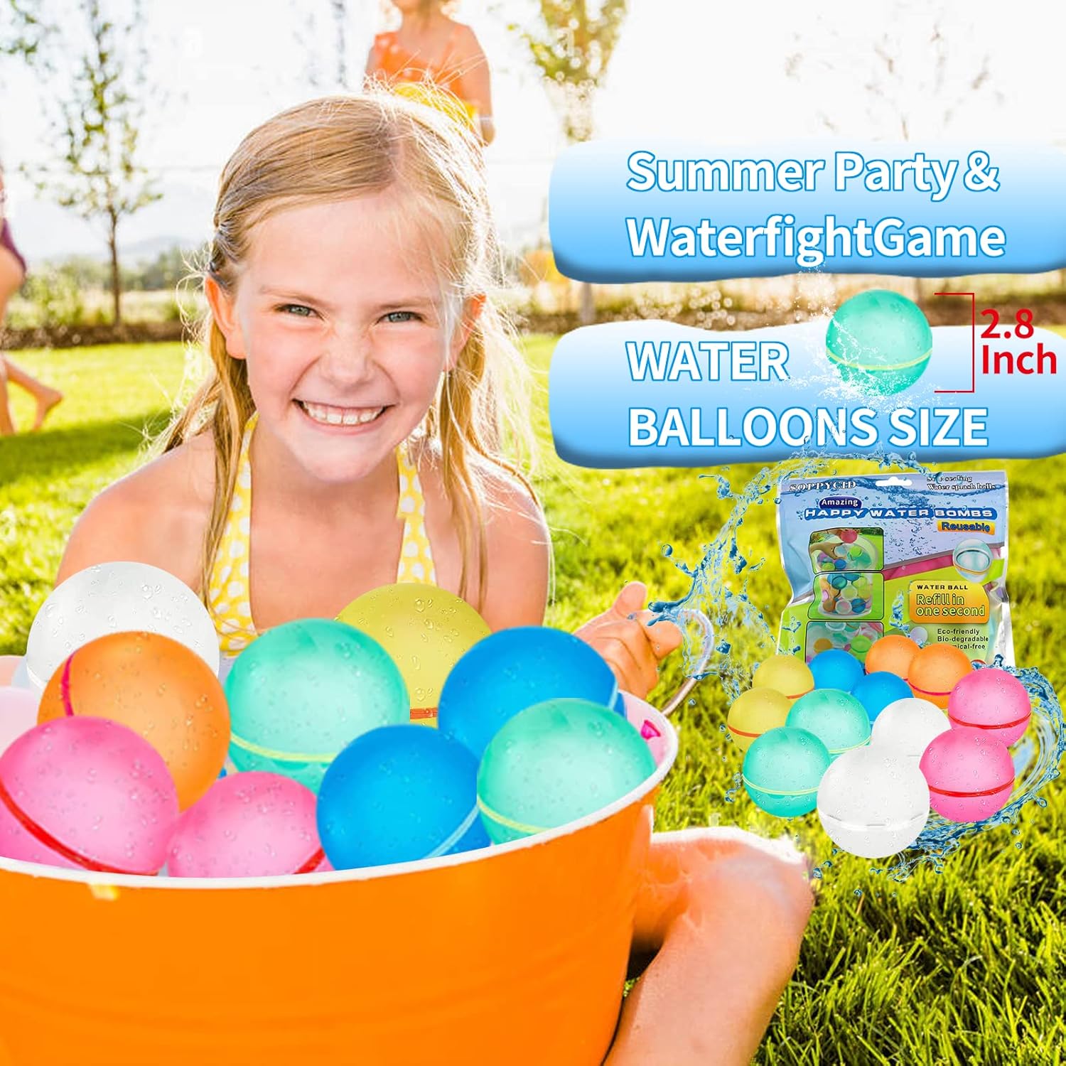 12 Pcs Reusable Water Balloons, Self-Sealing Silicone