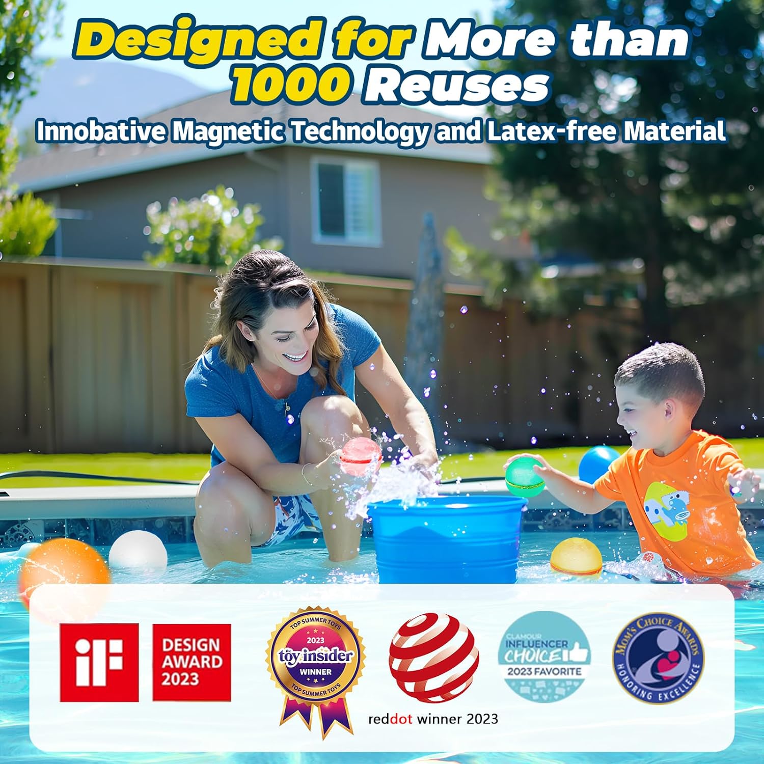 Reusable Water Balloons, Quick Fill, Non-Magnetic Latex