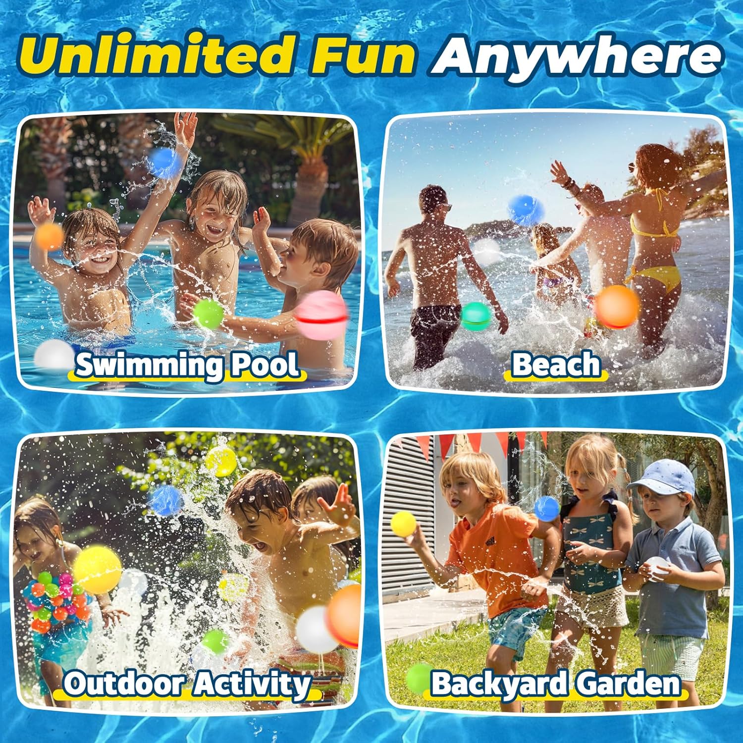 Reusable Water Balloons, Quick Fill, Non-Magnetic Latex