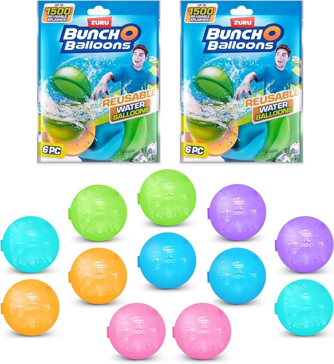 12 Pcs Reusable Water Balloons, Assorted Colors