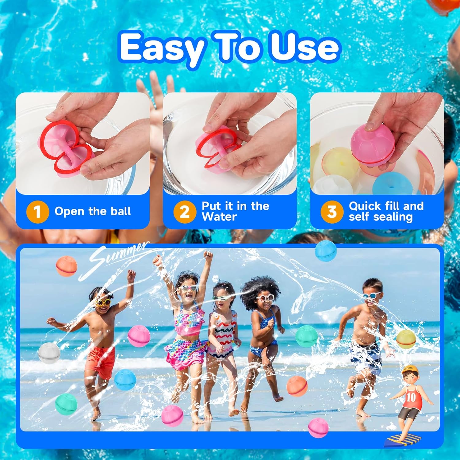 12 Pcs Magnetic Water Balloons, Quick Fill Self-Sealing