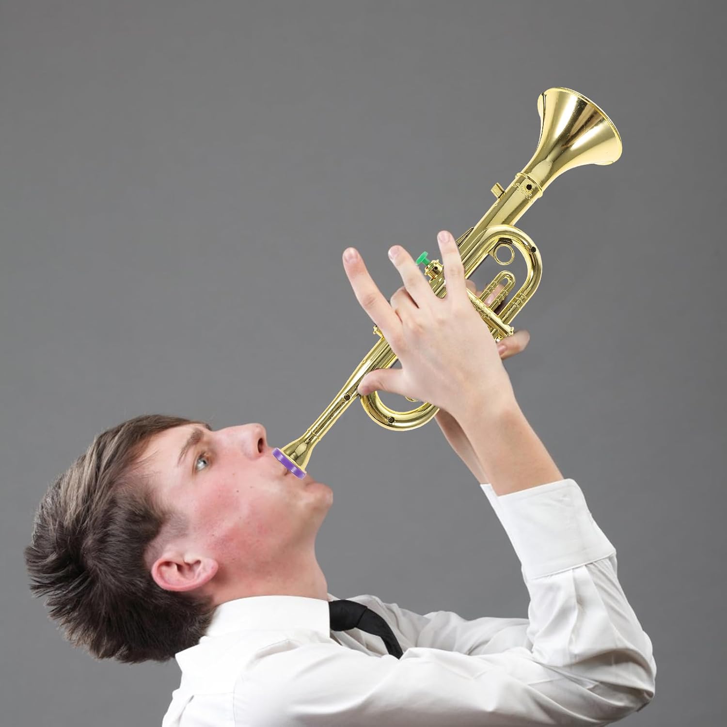 Plastic Trumpet Musical Toy, 4 Color Coded Keys
