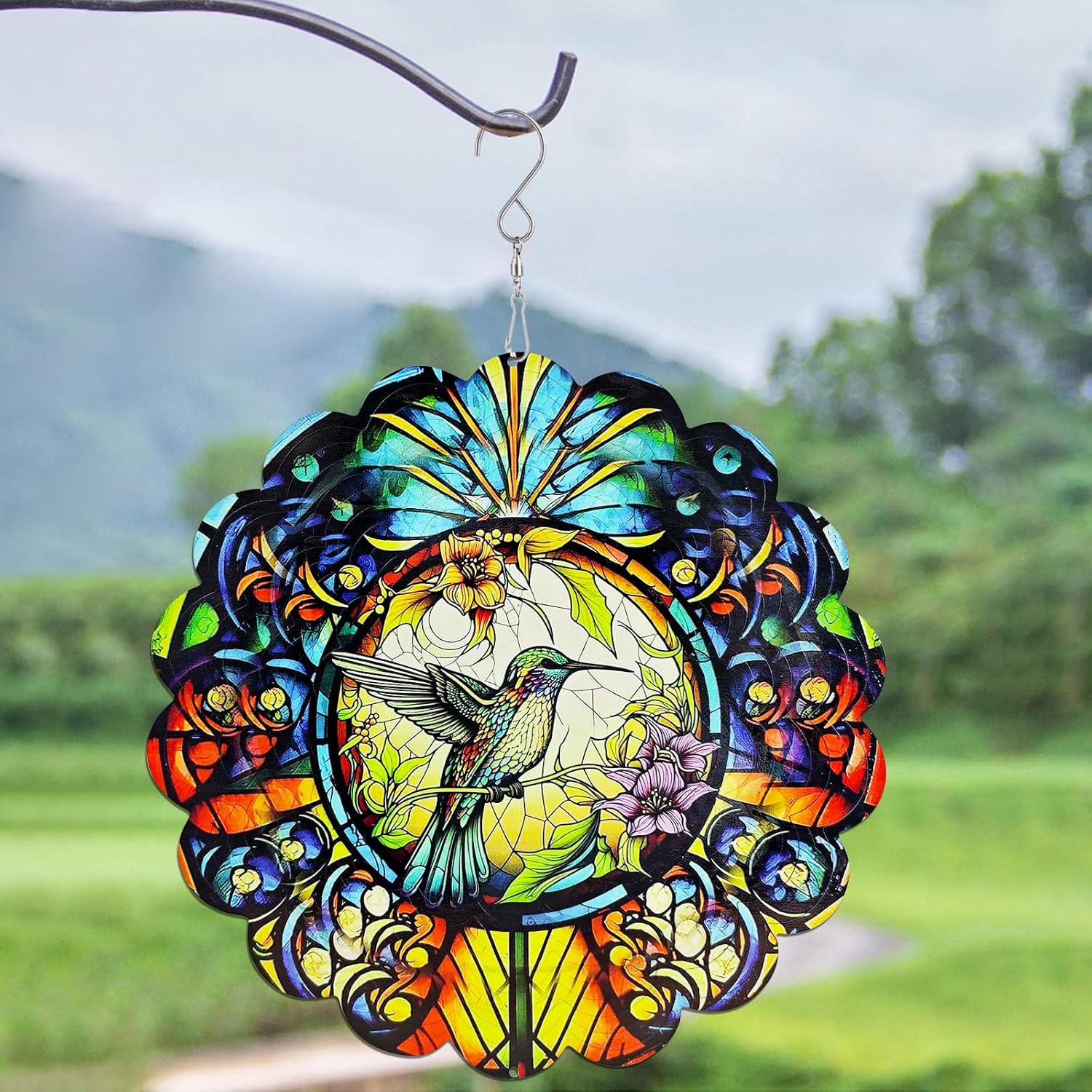 12" 3D Stainless Steel Hummingbird Art
