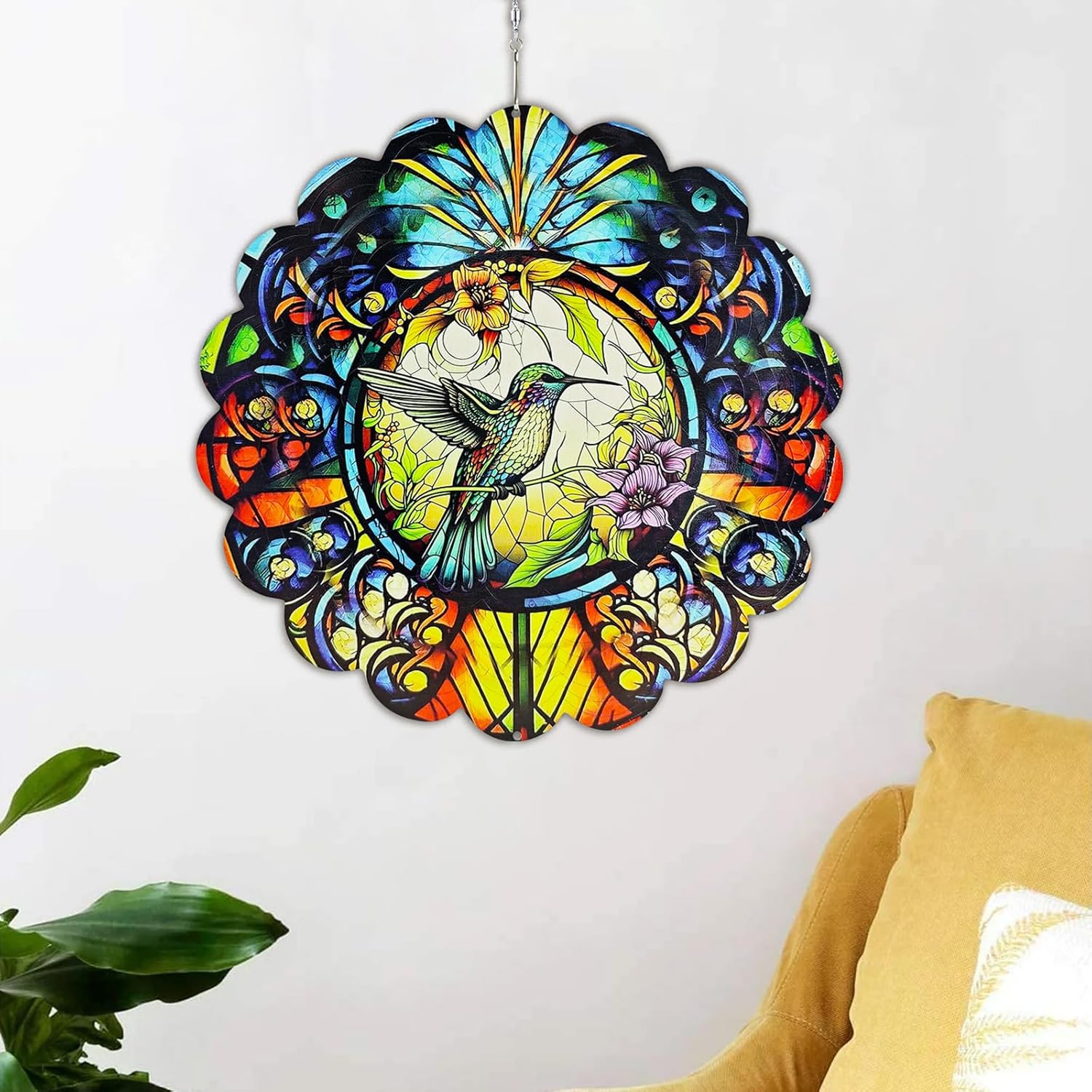 12" 3D Stainless Steel Hummingbird Art
