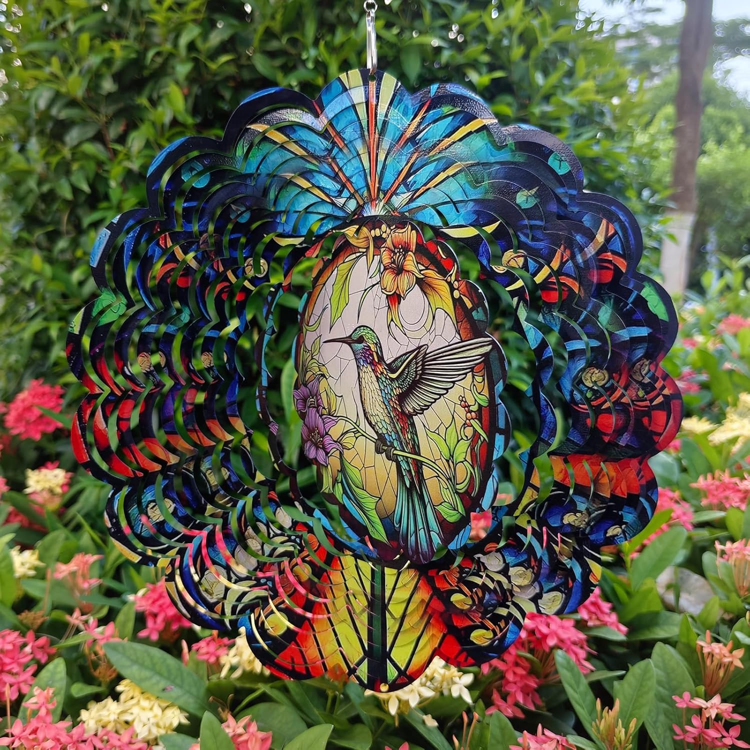 12" 3D Stainless Steel Hummingbird Art
