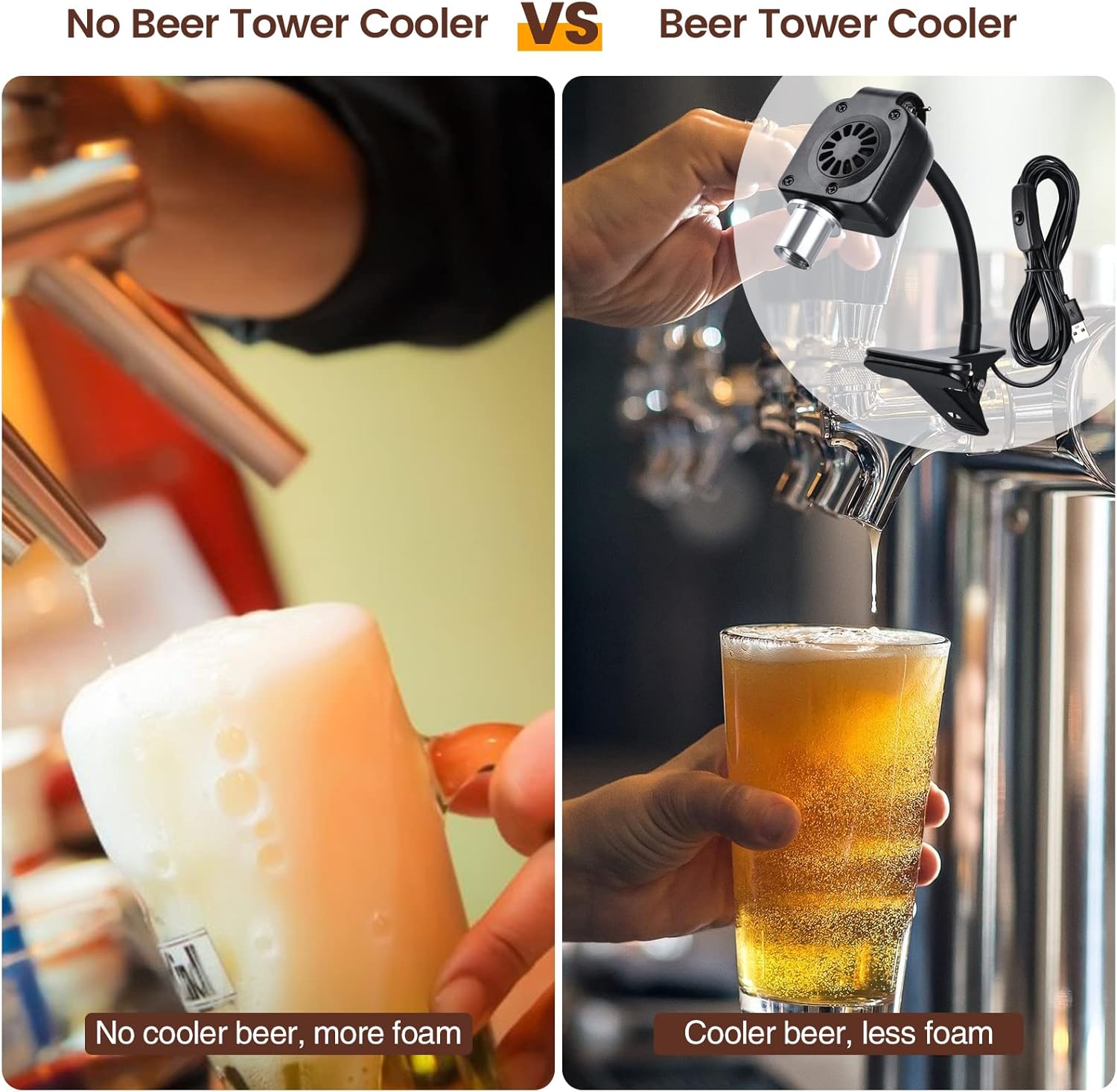 briidea Beer Tower Cooler, Kegerator Tower Cooler with 1/2'' hose and blower, 5V, Noise-free