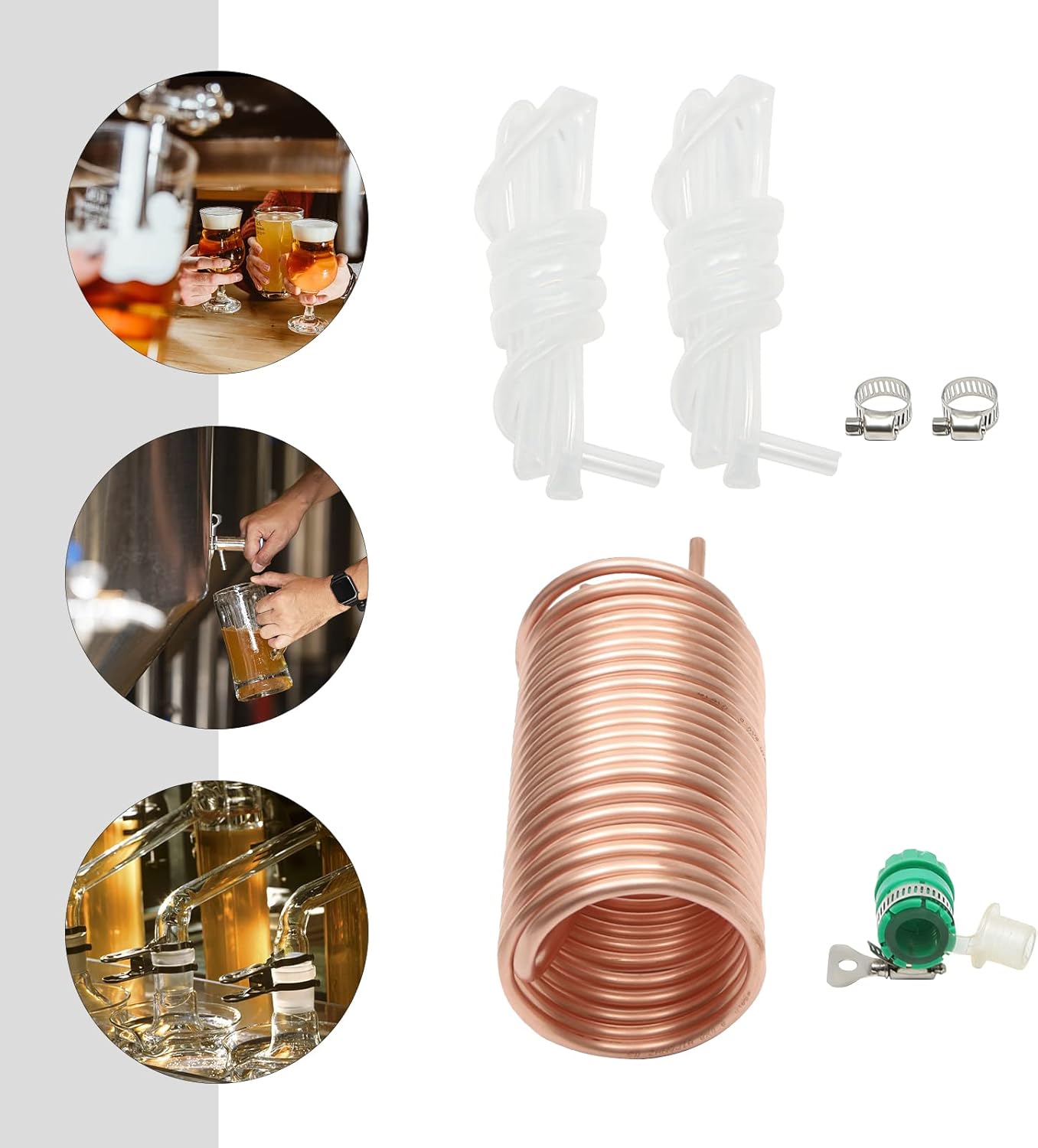 Fetcoi Copper Wort Chiller, Immersion Wort Chiller for Beer Brewing, Copper Immersion Wort Chiller Coil Homebrew for Beer Brewing, with 1.5m/4.92ft Silicone Hose