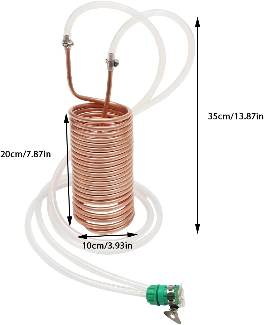 Fetcoi Copper Wort Chiller, Immersion Wort Chiller for Beer Brewing, Copper Immersion Wort Chiller Coil Homebrew for Beer Brewing, with 1.5m/4.92ft Silicone Hose