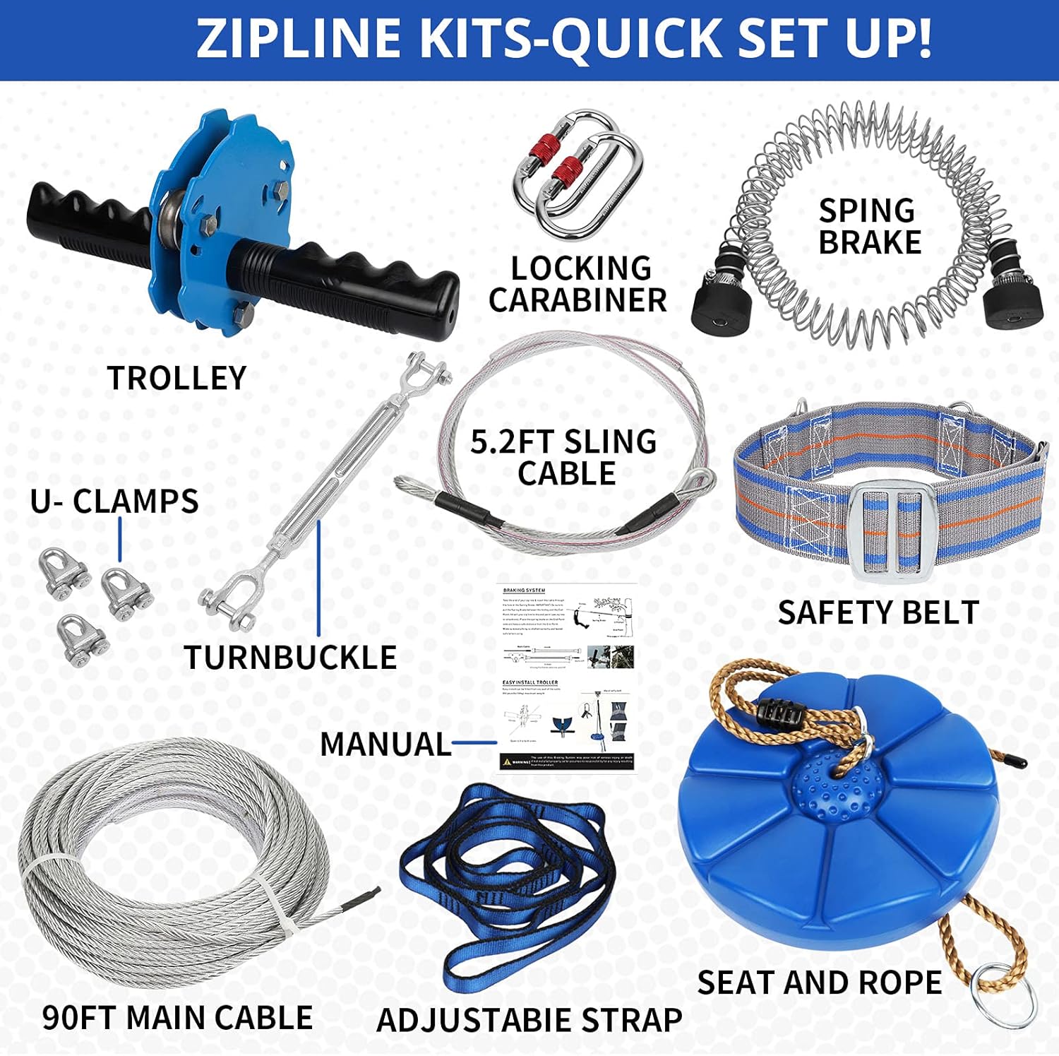 Backyard Zip Line Kit 90 ft