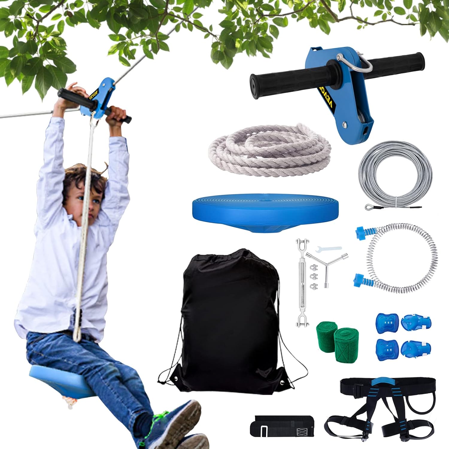 Zip Line Kit for Backyard 80 ft