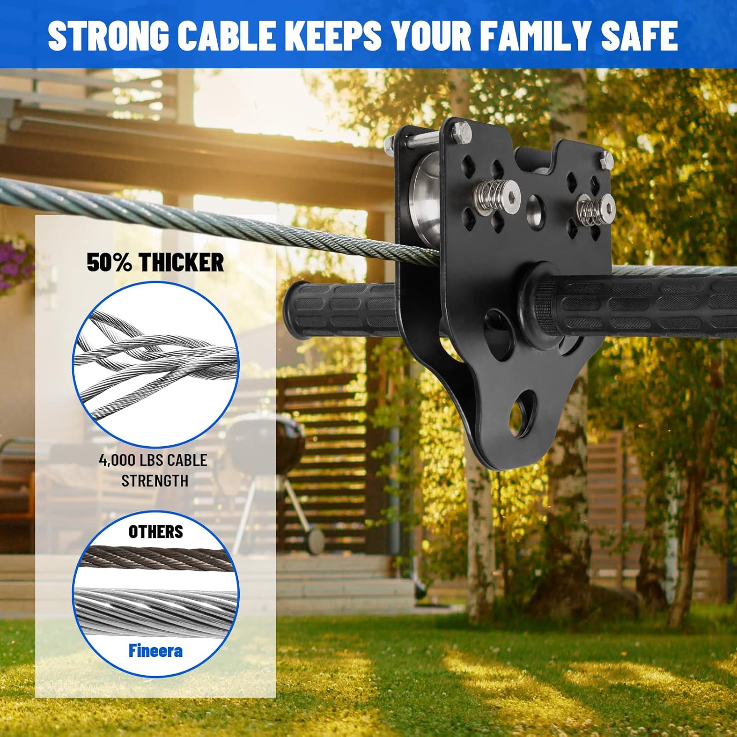 Zipper line for children and adults outdoors