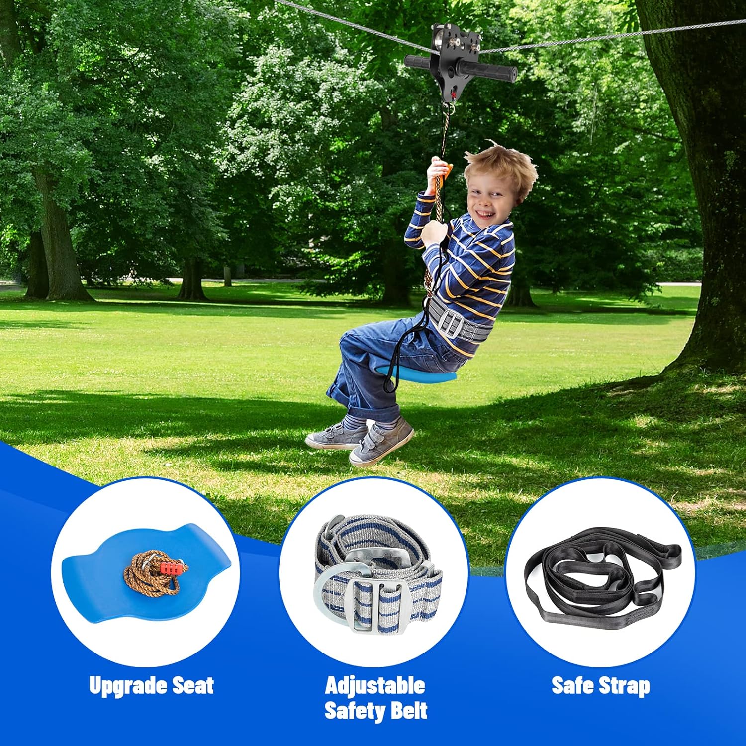 Zipper line for children and adults outdoors