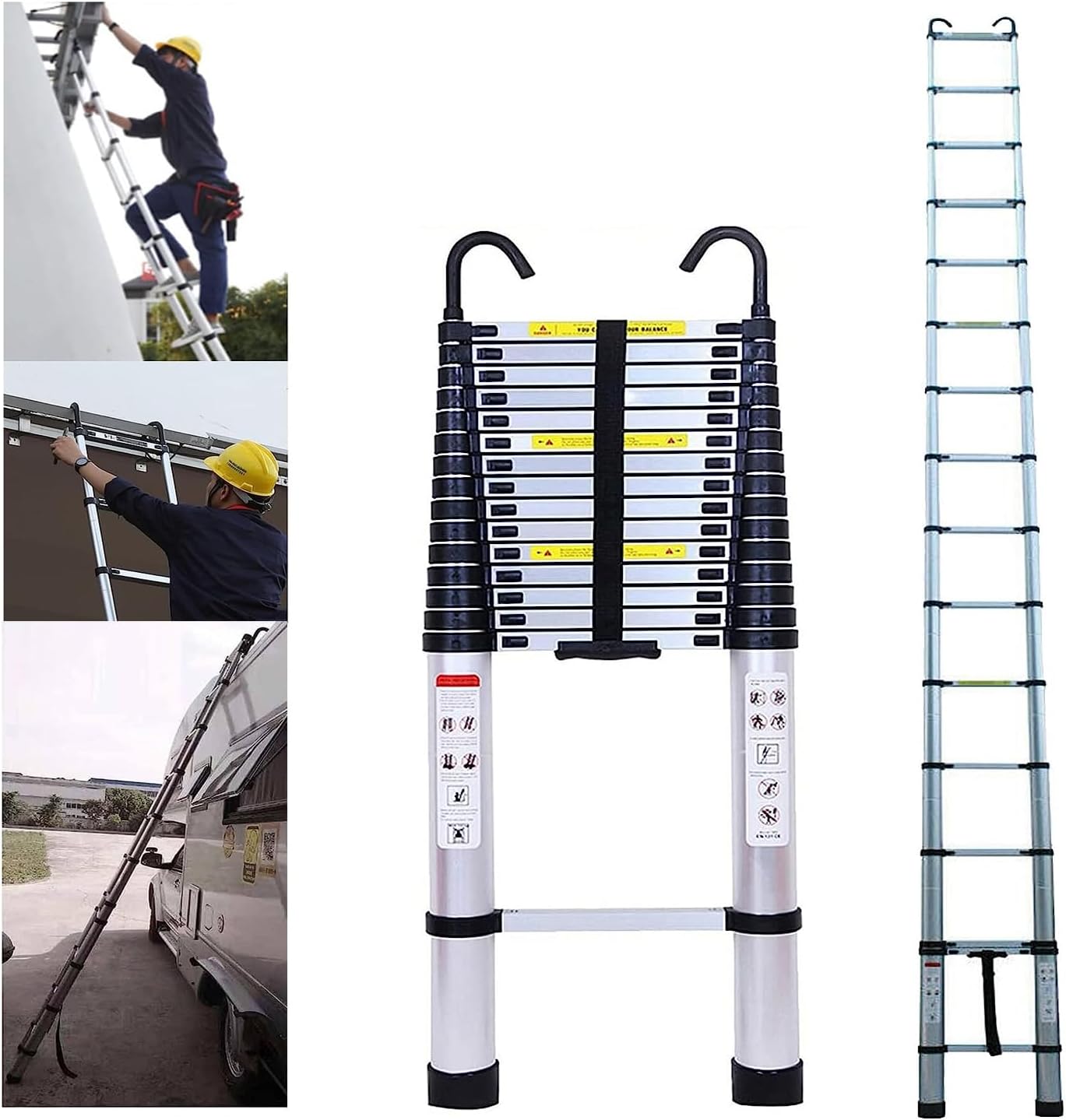 20ft Telescoping Ladder, 330 lbs, EN131