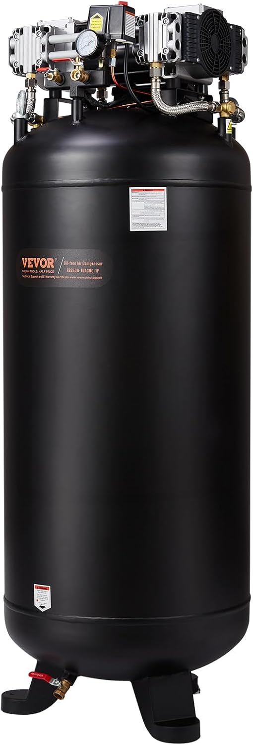 80 gal 6.5 HP 145 PSI 2 Stage Oil Free Industrial Air Compressor