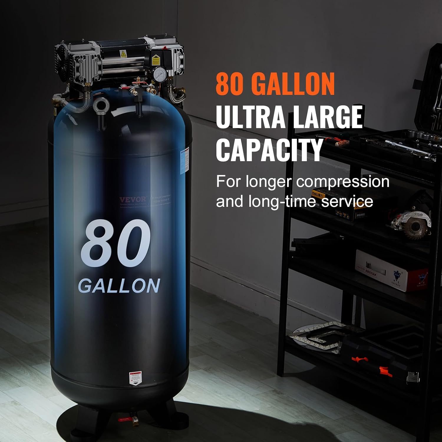 80 gal 6.5 HP 145 PSI 2 Stage Oil Free Industrial Air Compressor