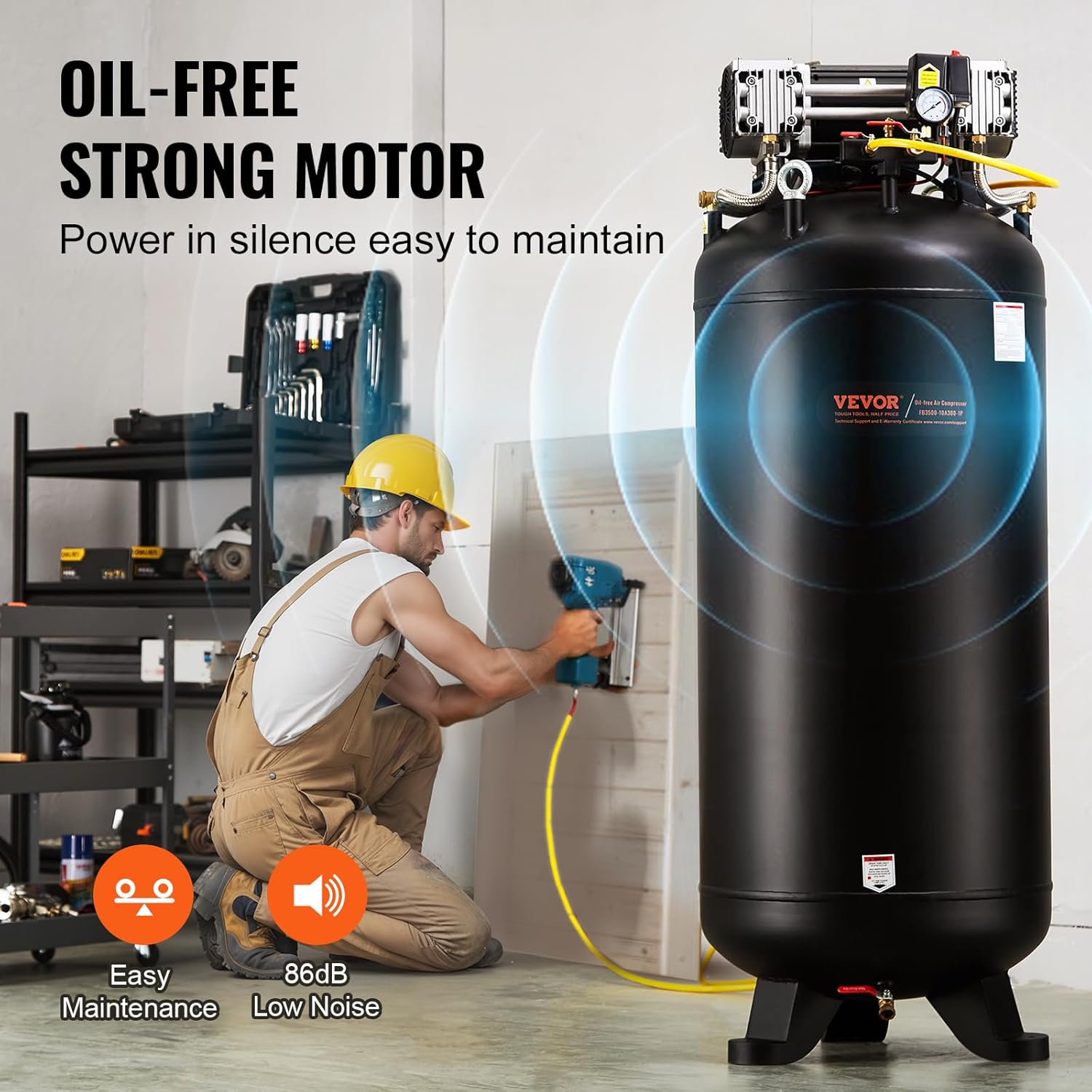 80 gal 6.5 HP 145 PSI 2 Stage Oil Free Industrial Air Compressor