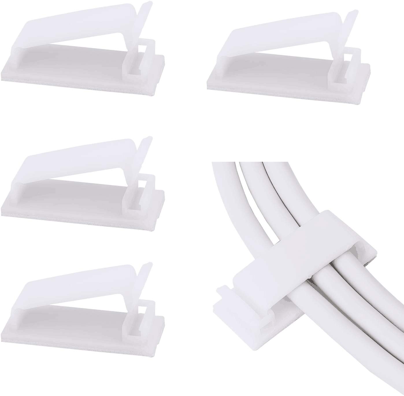 50pcs White Self-Adhesive Cable Clips