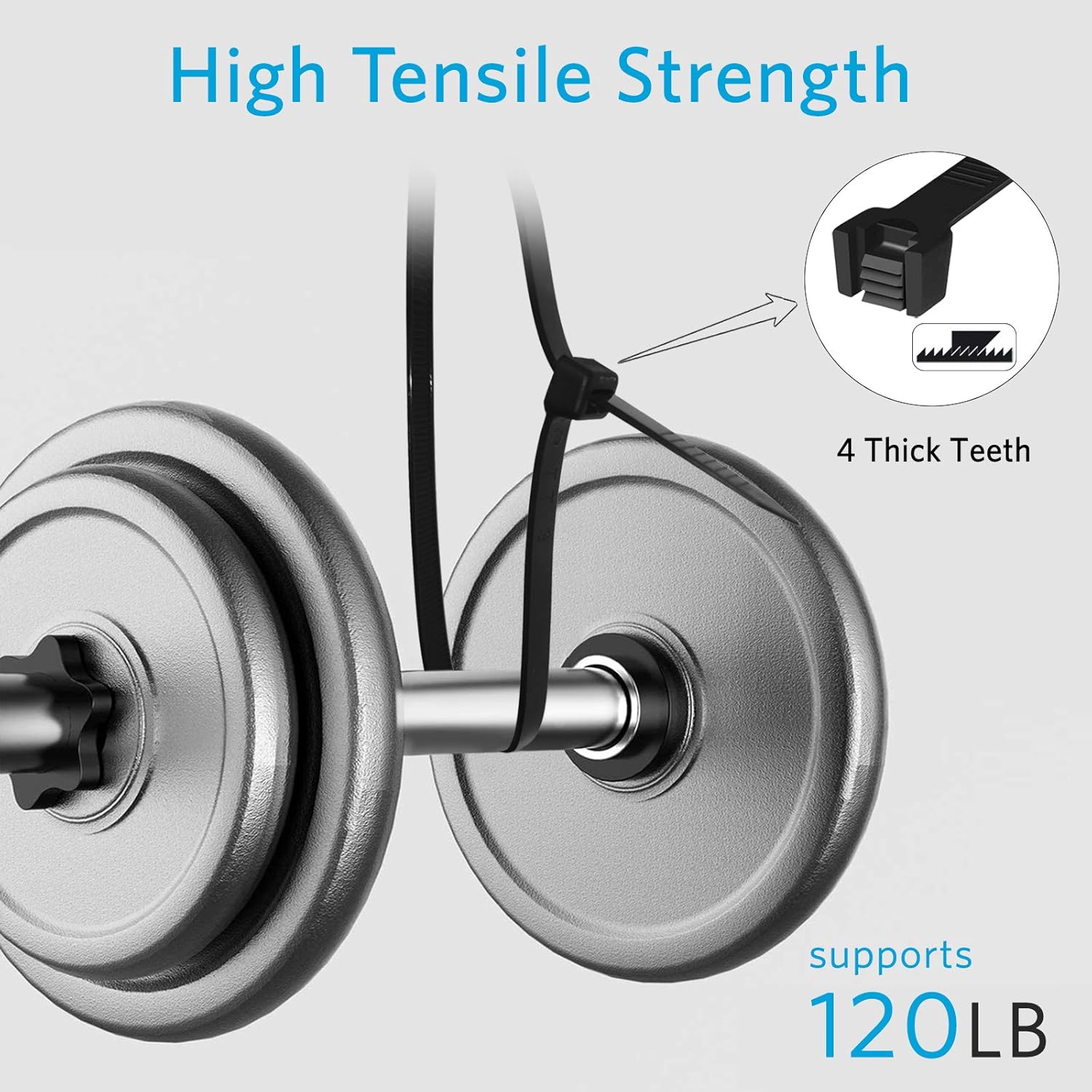 Zipper ties 12 inch (about 30.5 cm) heavy duty zipper ties 120 lb (about 54.4 kg) tensile strength, black ties 100 pieces Karoka out of stock
