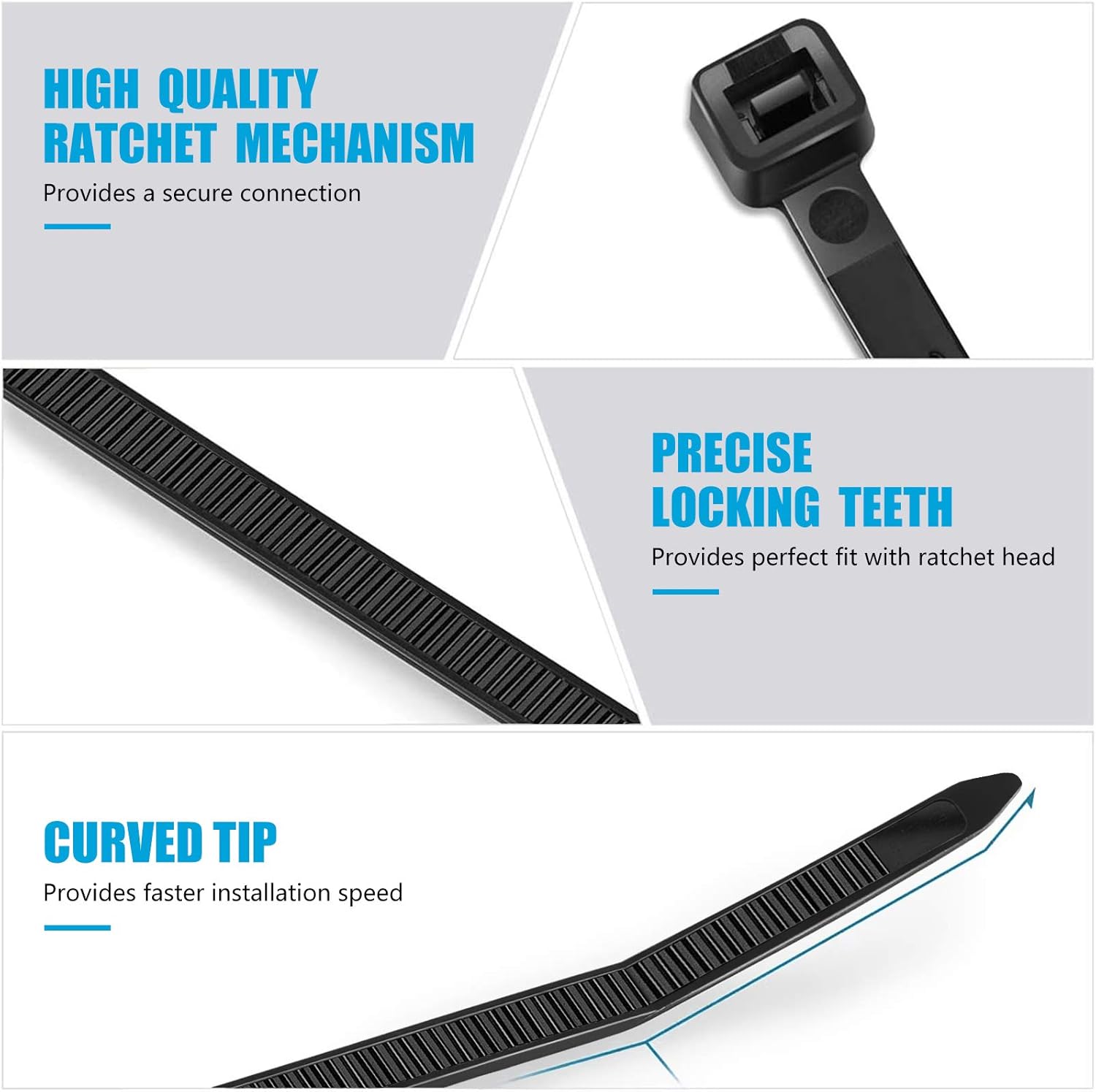 Zipper ties 12 inch (about 30.5 cm) heavy duty zipper ties 120 lb (about 54.4 kg) tensile strength, black ties 100 pieces Karoka out of stock