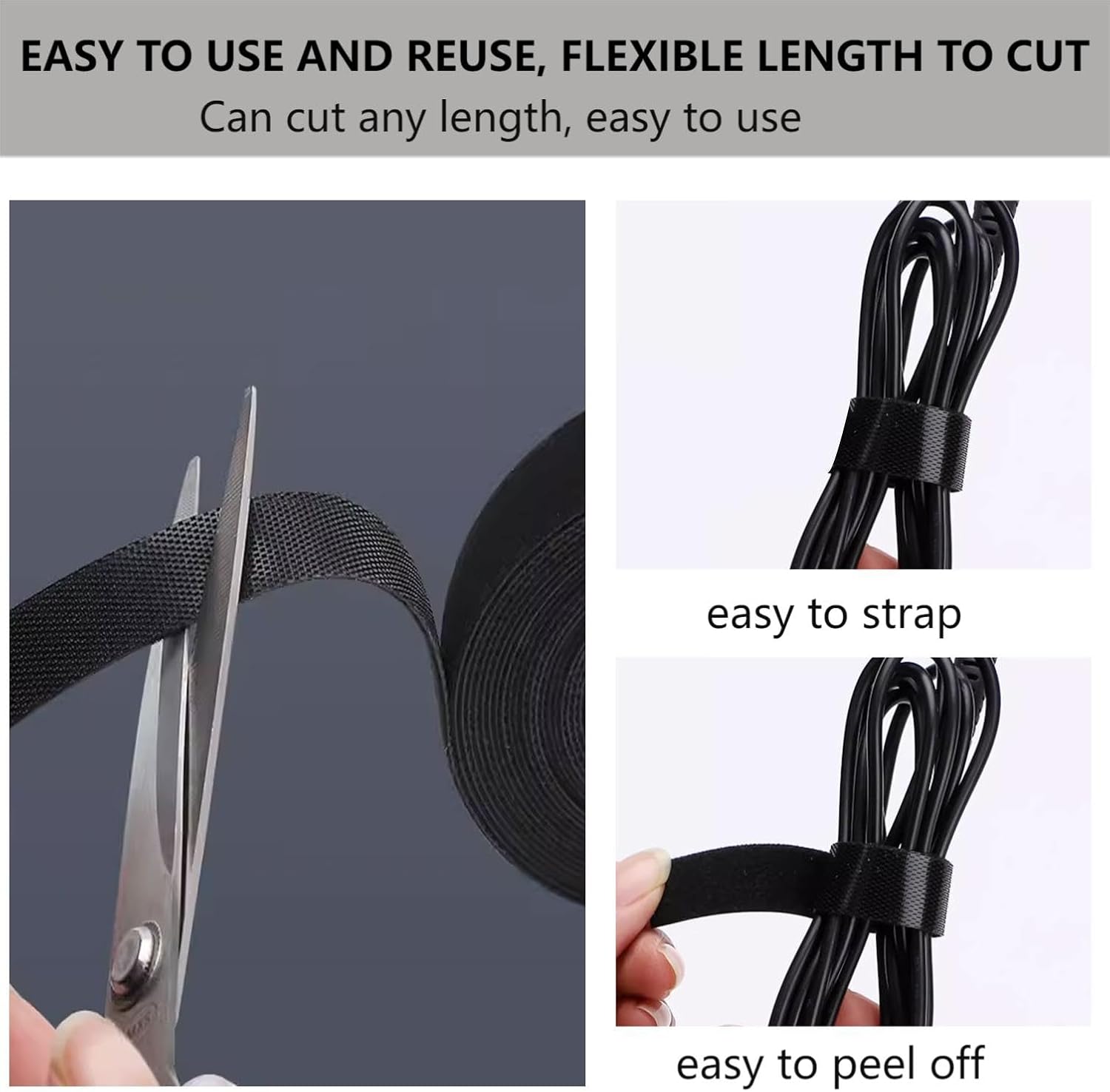 54 Yards x 1/2 Inch Reusable Cable Ties - BSELEYY Adjustable Wire Tape Cable Management Tape Tape Organizer Tape Hook & Loop Tape Wrap For Home, Office, Harness (27 Yards x 2 Rolls)