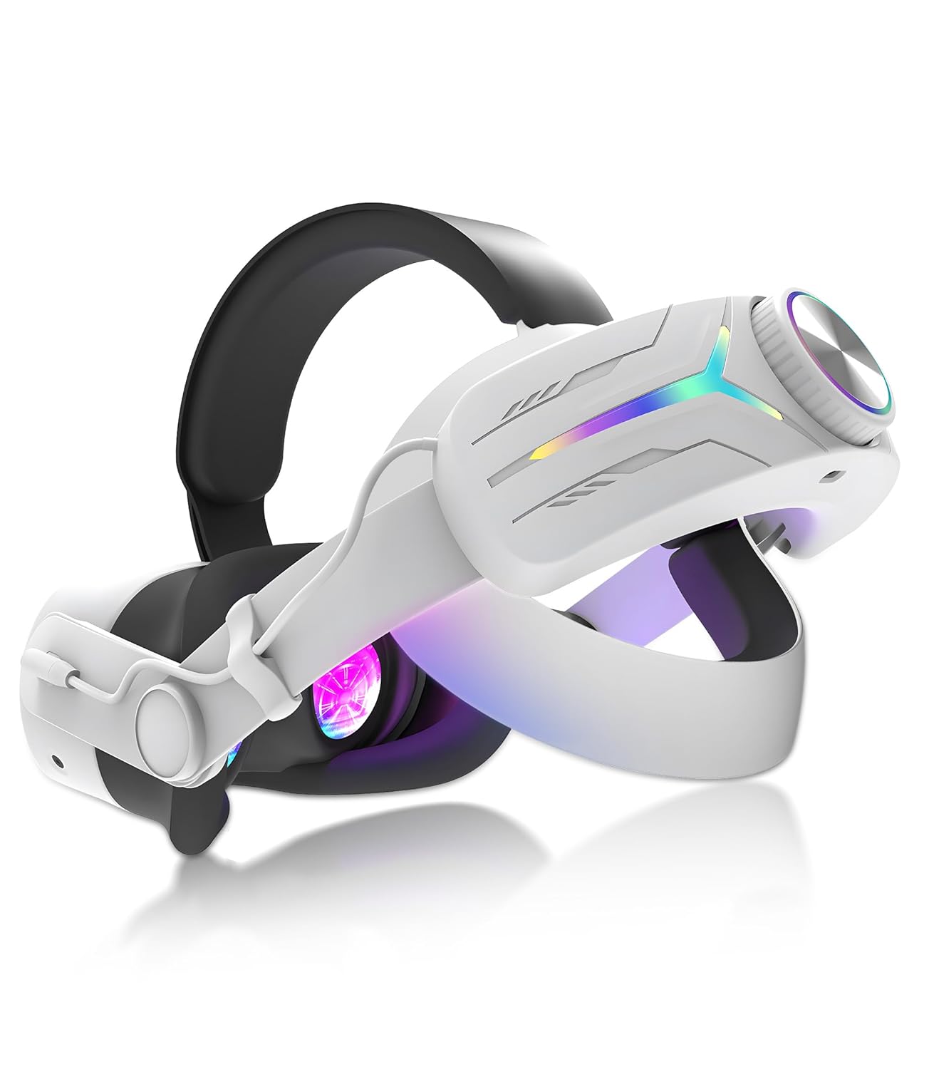 Upgraded 12000mah Battery Head Strap Compatible for Quest 3S, 9V 2A PD Fast Charging Extended Gaming Time with RGB Light Exclusively Designed Accessories for Quest 3s- White