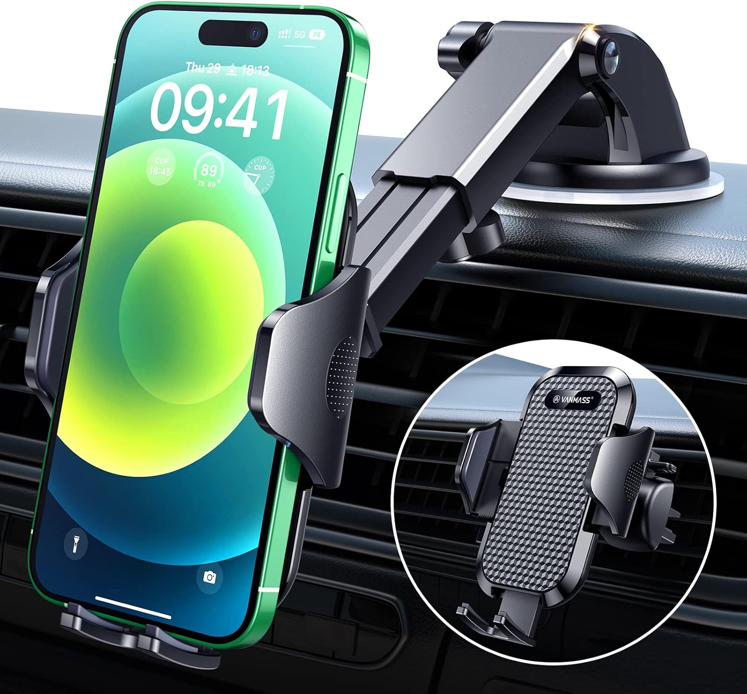 Car Phone Holder Military Grade Phone Holder for Your Car Windshield Dashboard [65 lbs strong suction] [Patent and Safety Certificate] Universal Phone Car Holder for iPhone Samsung Android