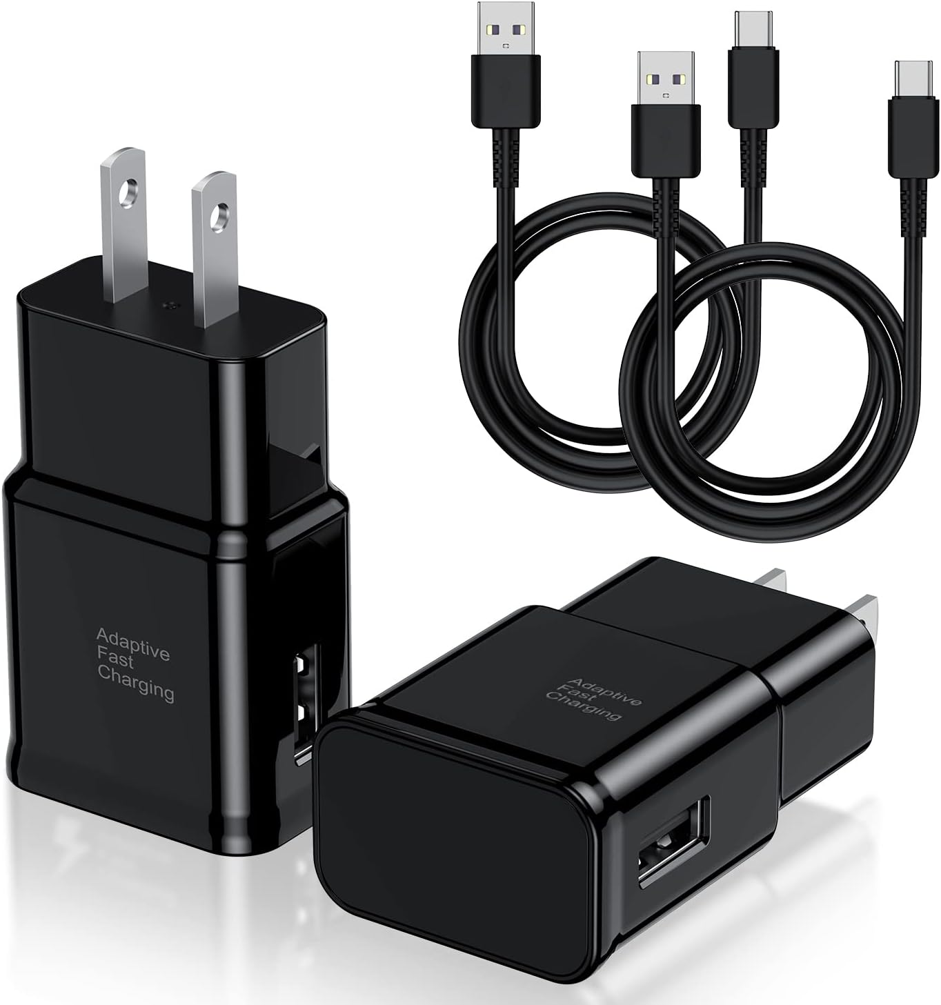 Type C Charger Fast Charge, 2-Pack USB C Android Phone Wall Charger Block and 6ft Charging Cable for Samsung Galaxy S8/S9/S10 Plus Active S10e, S20/S21 Ultra Plus, Note 8 9 1 0, Pixel 3, etc.