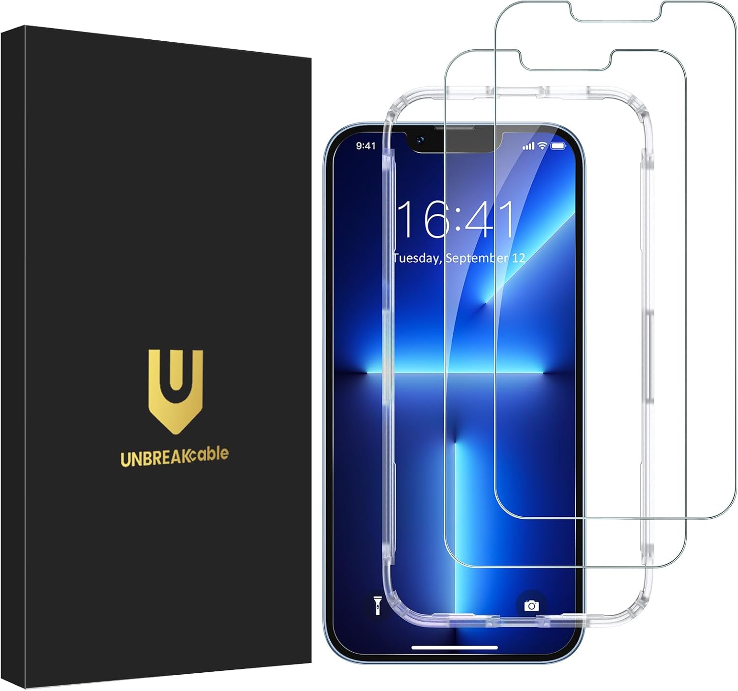 Tough Screen Protector for iPhone 14/13/13 Pro [2 Pack] Dual Layer Shatterproof Tempered Glass [Easy to Install Frame] [9H Hardness] [99.99% HD Clear] [Bubble Free] for Apple 14/13/ 13 Pro 6.1-Inch