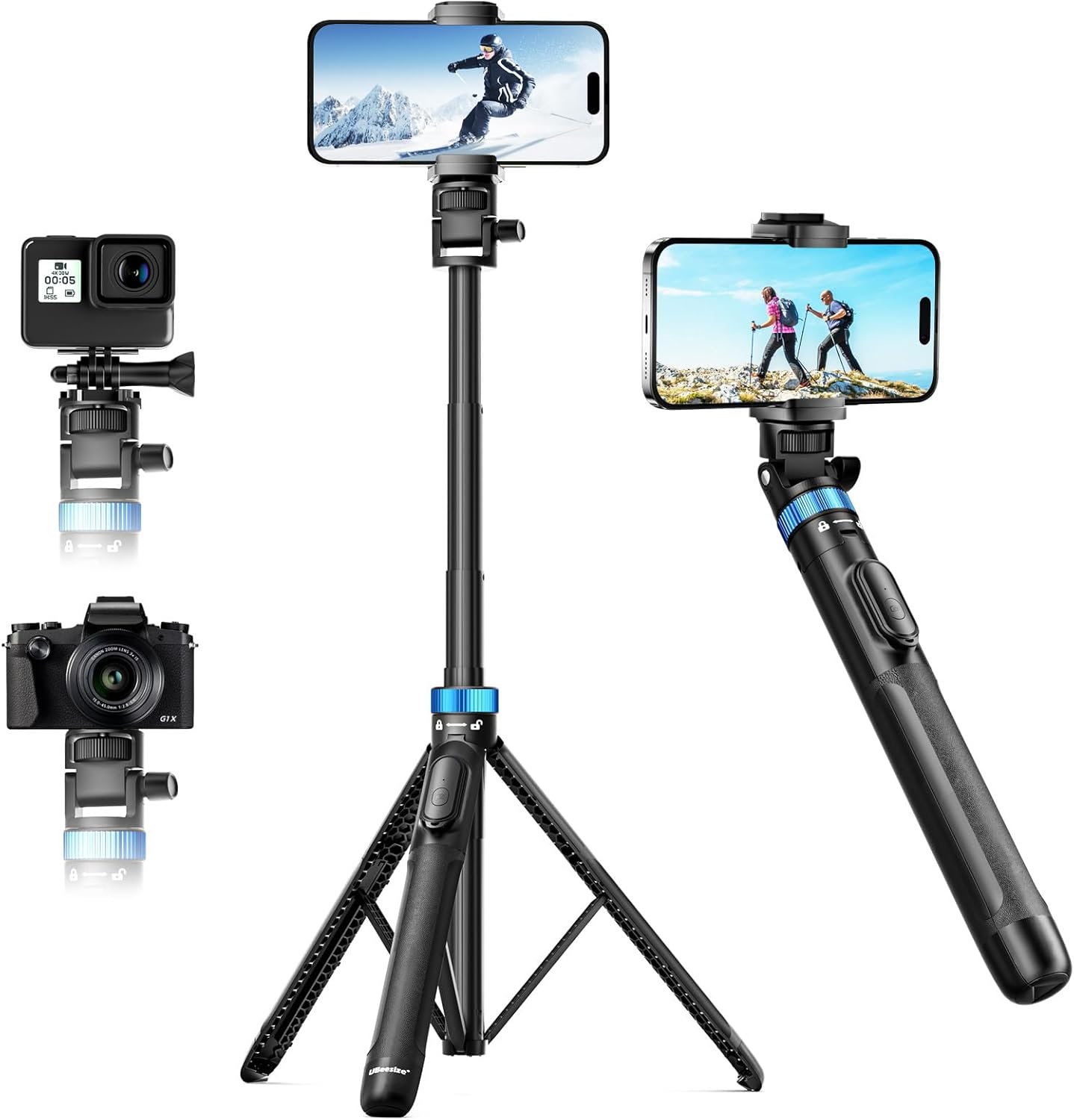 72 Inch Cell Phone Tripod - Tripod for iPhone and Selfie Stick with Cell Phone Holder and Remote Control - Upgradable, Stabilizing and Portable Holder for iPhone 16/15/14, Android, Camera and Action Camera