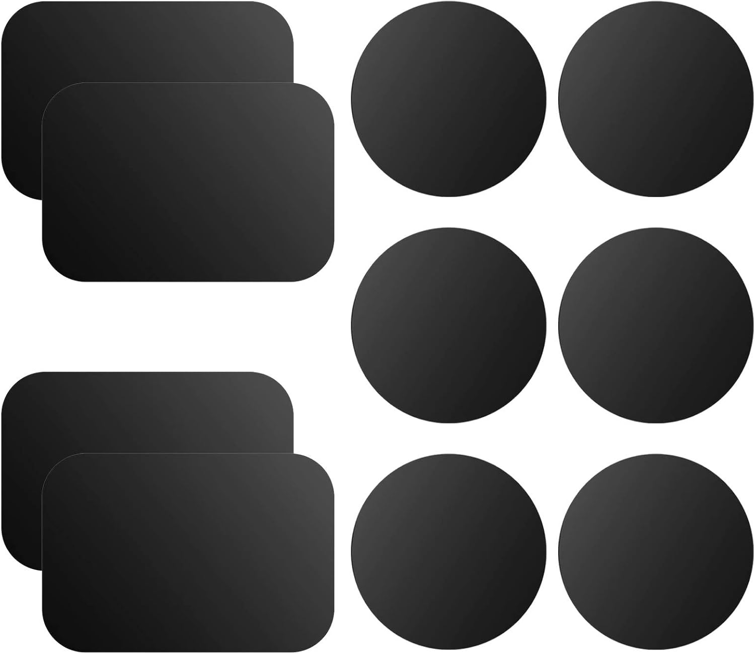 Mounting Metal Plate for Phone Magnet Car Holder Holder with Adhesive, Universal Replacement Sticker Compatible with Magnetic Holder - 10 Pack Black (4 Rectangular and 6 Round)