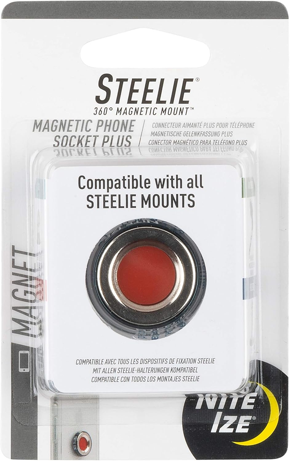 Steelie Magnetic Phone Holder Plus - Dashboard Phone Holder Socket with Strong Magnets - Phone Holder Accessory Compatible with Steelie Phone Mounting System - Gray