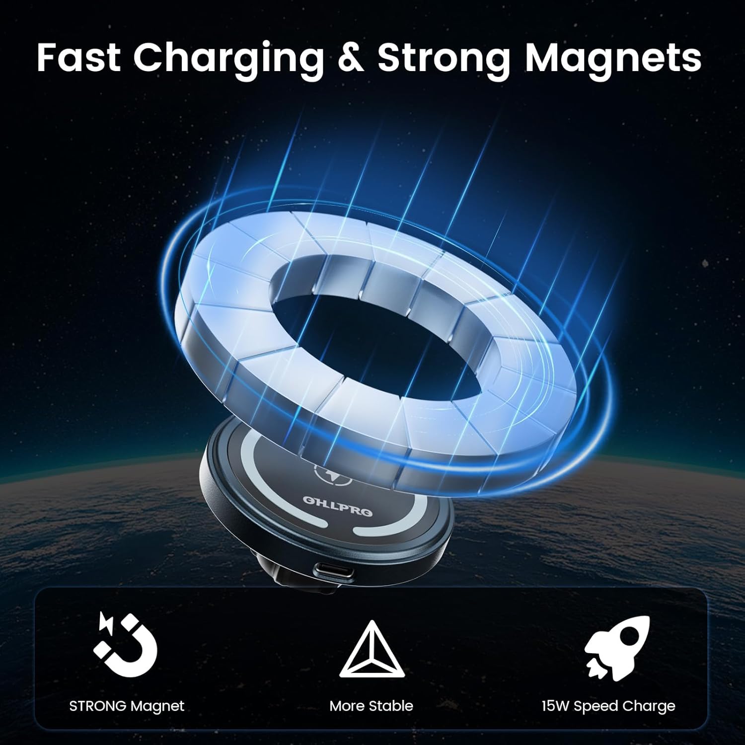 Car Charger iPhone Wireless Car Charger, for iPhone 16 Pro Plus Max 15 14 13 12 Series, 15W Fast Charging, Aluminum Case