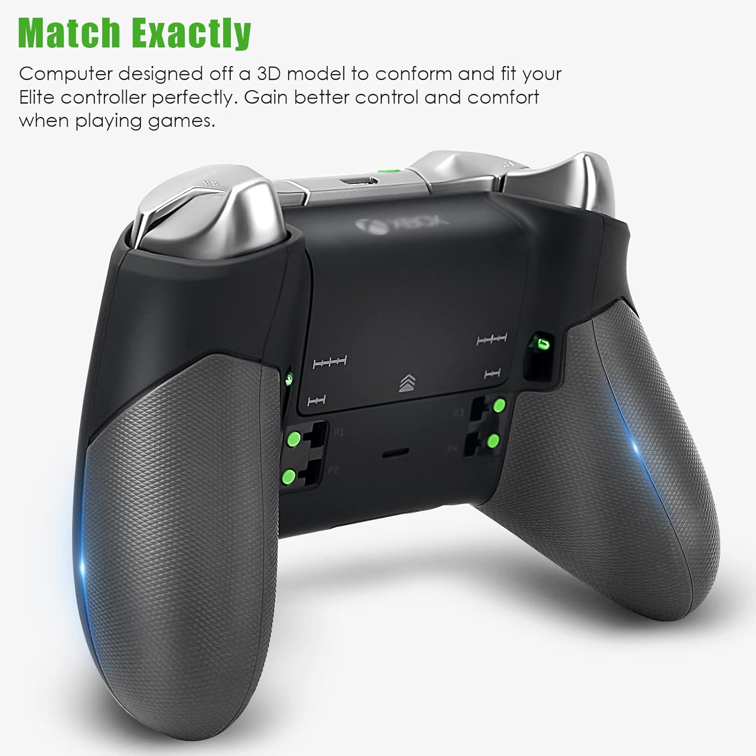 Rubberized Grips for Xbox Elite Controller, Replacement Left Right Rubber Back Panels Shell Parts (Black)