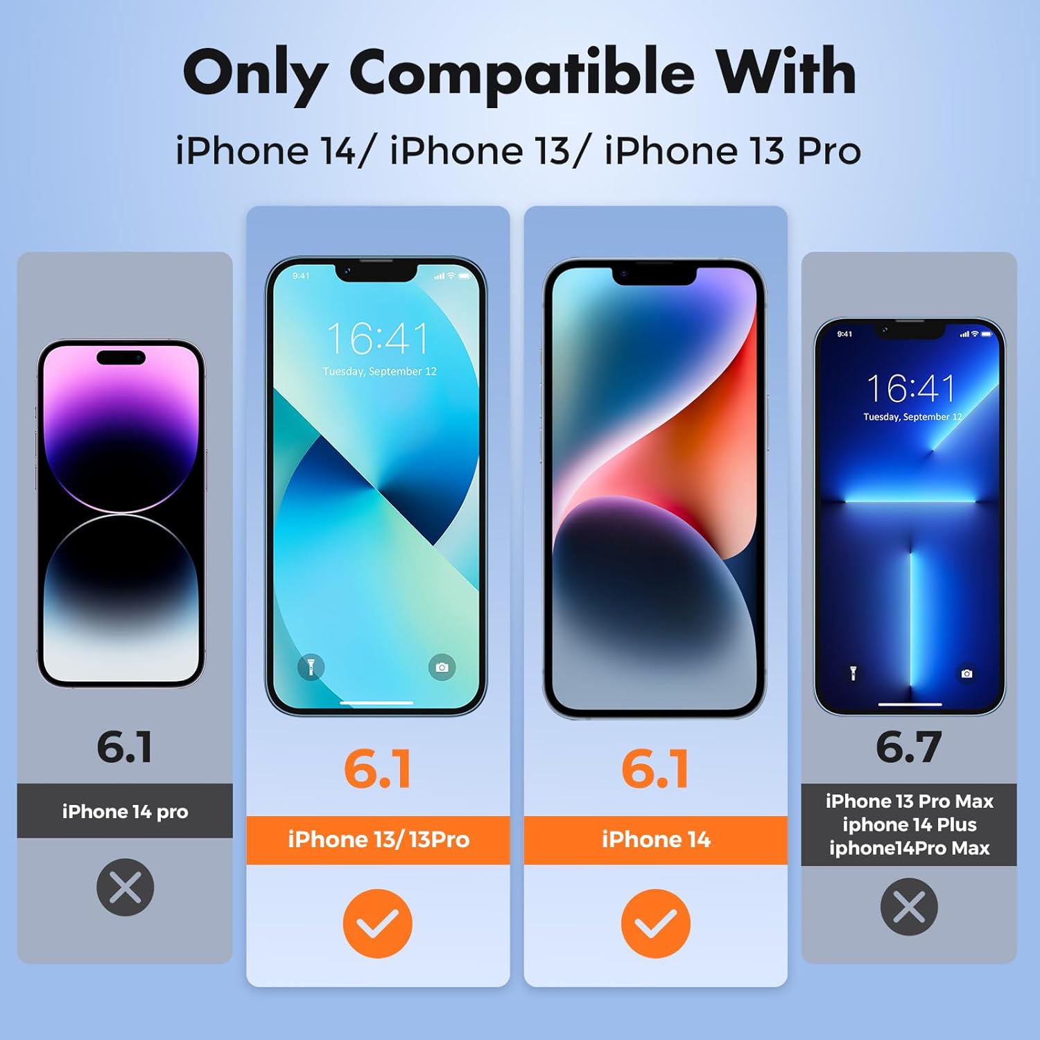 Tough Screen Protector for iPhone 14/13/13 Pro [2 Pack] Dual Layer Shatterproof Tempered Glass [Easy to Install Frame] [9H Hardness] [99.99% HD Clear] [Bubble Free] for Apple 14/13/ 13 Pro 6.1-Inch