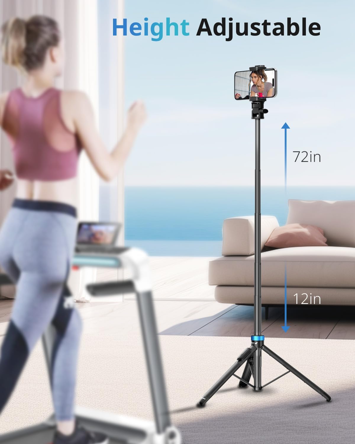 72 Inch Cell Phone Tripod - Tripod for iPhone and Selfie Stick with Cell Phone Holder and Remote Control - Upgradable, Stabilizing and Portable Holder for iPhone 16/15/14, Android, Camera and Action Camera