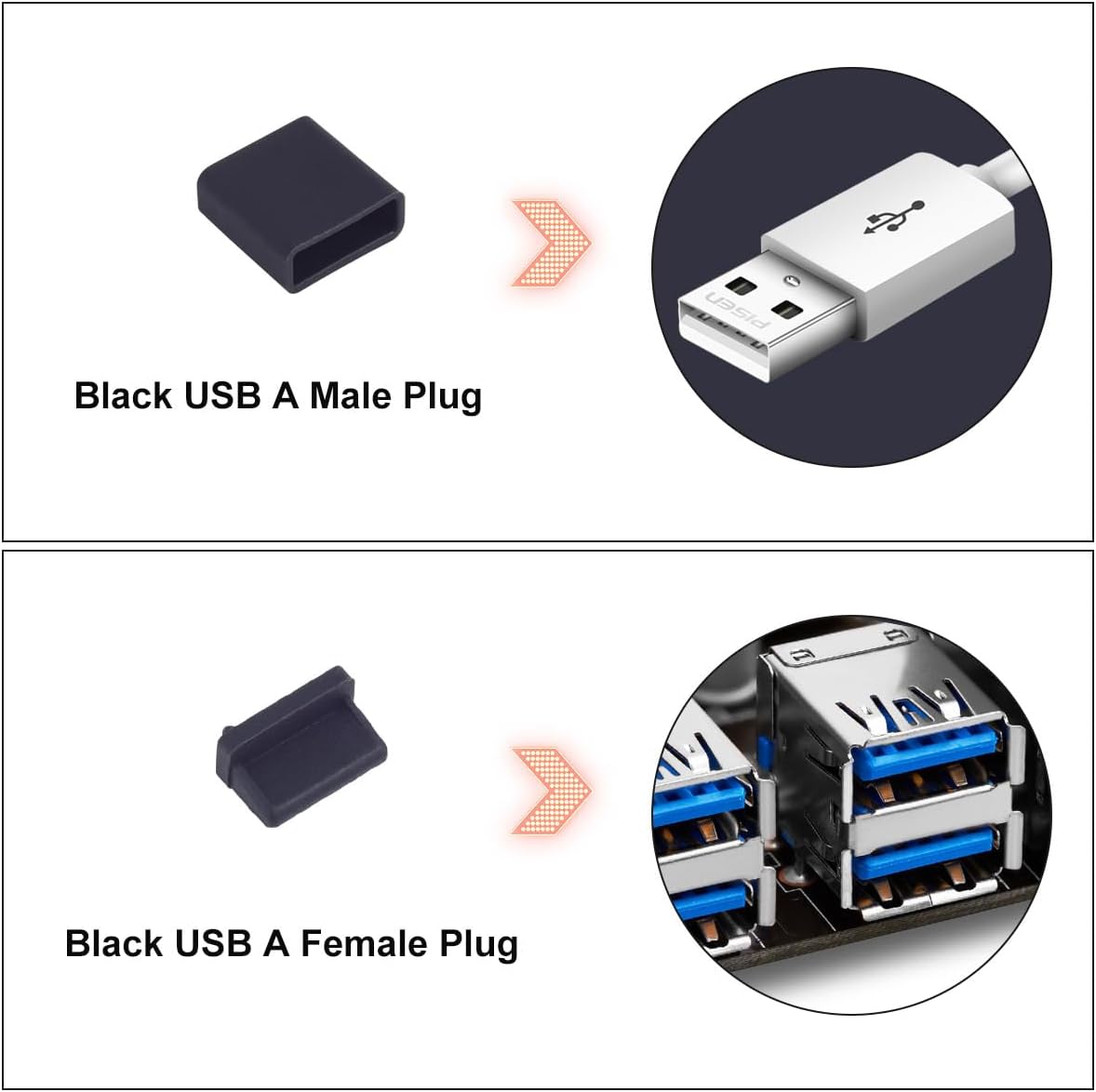 USB Cover Port Plug Cover - 30PCS 6 Type Silicone Dust Cover USB Port Protector Plug for USB Type-C, Micro USB, USB A Female and Male Ports with Cleaning Brush Kit