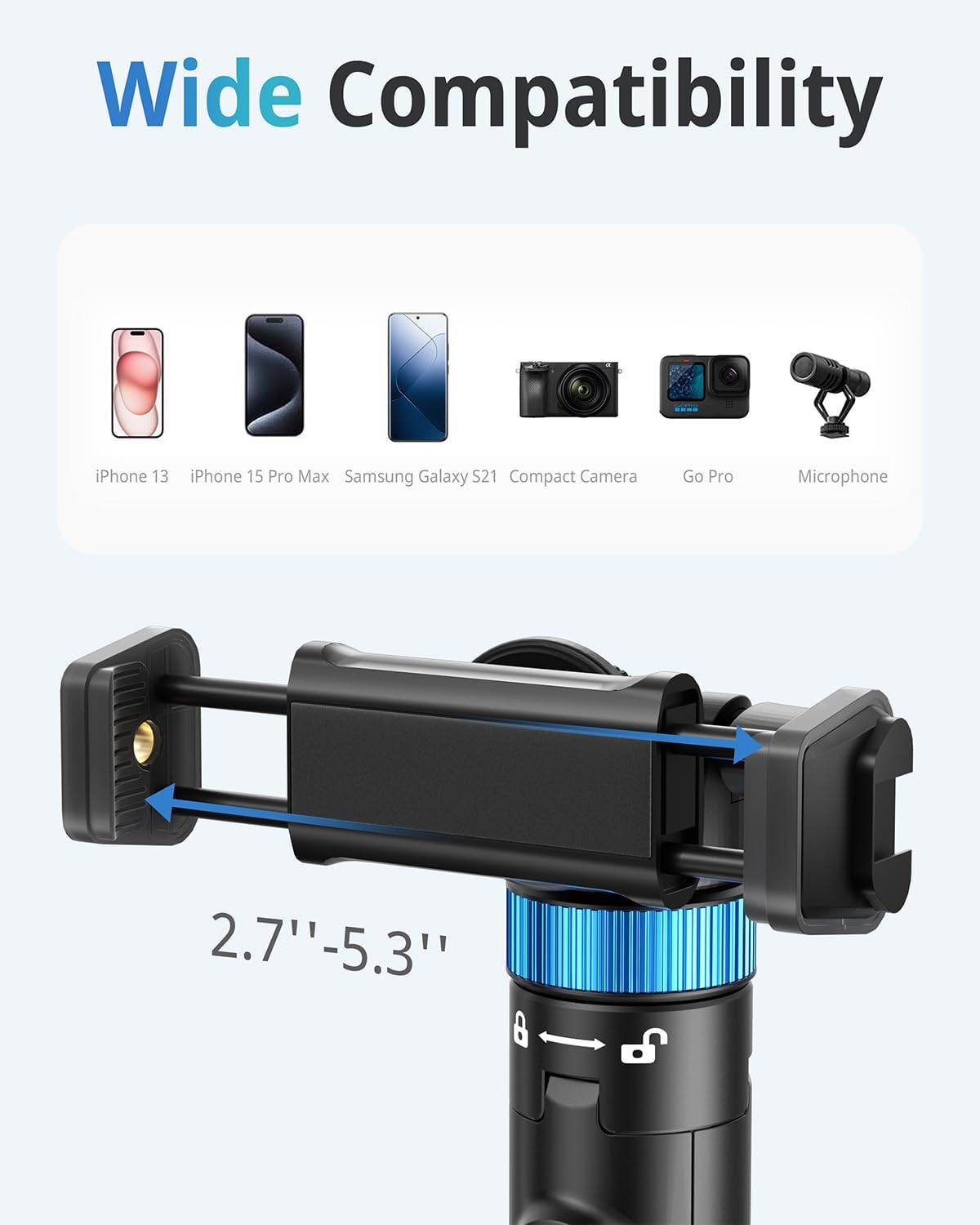 72 Inch Cell Phone Tripod - Tripod for iPhone and Selfie Stick with Cell Phone Holder and Remote Control - Upgradable, Stabilizing and Portable Holder for iPhone 16/15/14, Android, Camera and Action Camera