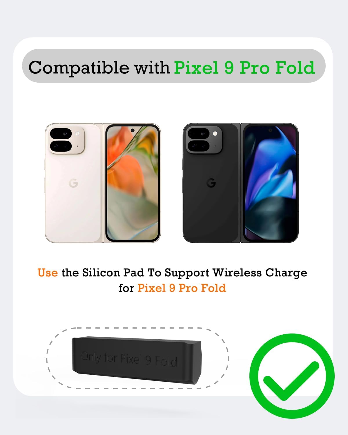 3-in-1 wireless charger compatible with Google Pixel Watch 3/2, Pixel 9 Pro XL/9/Fold/8/7/7A/6 Pro, Pixel Buds Pro/2, wireless charging station for multiple devices (not for Pixel Watch 1)