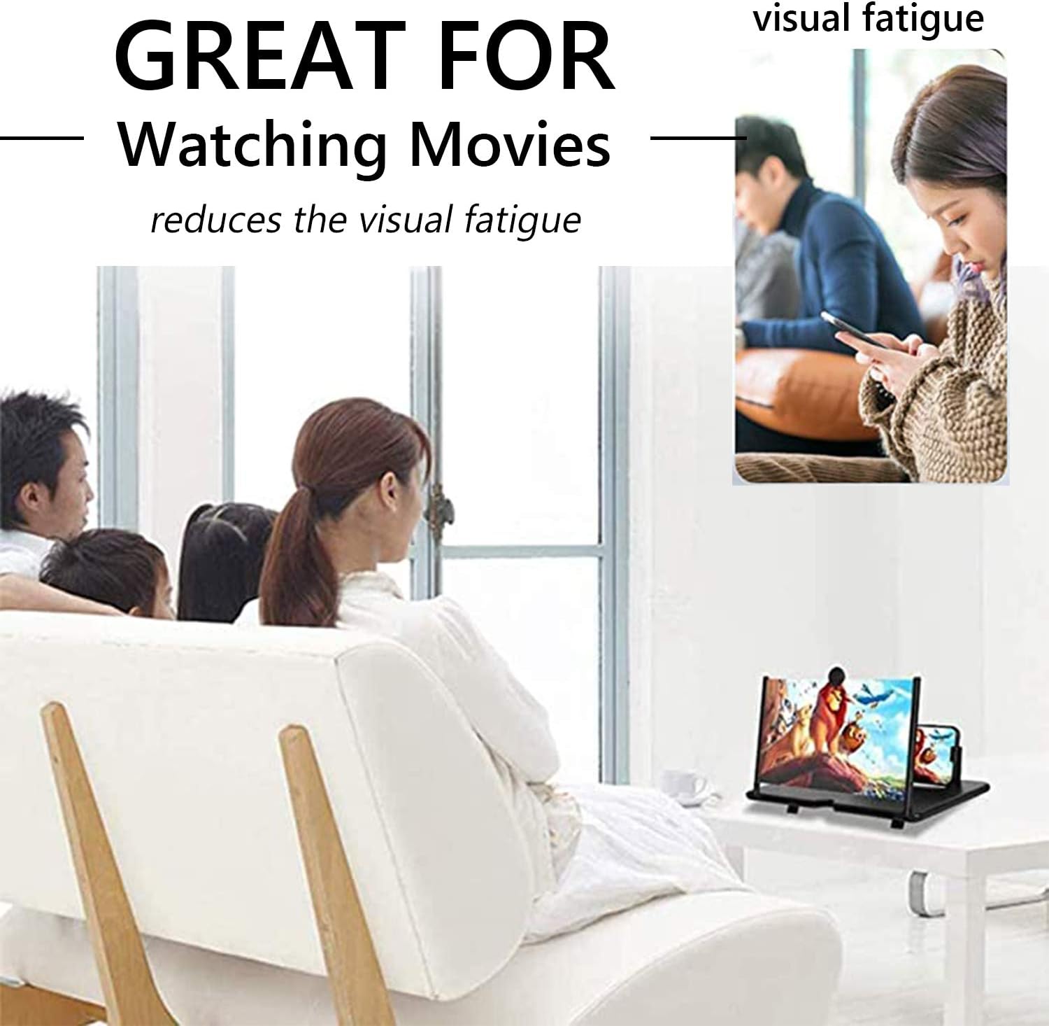 Smartphone Screen Magnifier Stand 14 Inch 3D Foldable Magnifier Stand for Mobile Phones Adjustable Angle Suitable for Family Mom Dad
