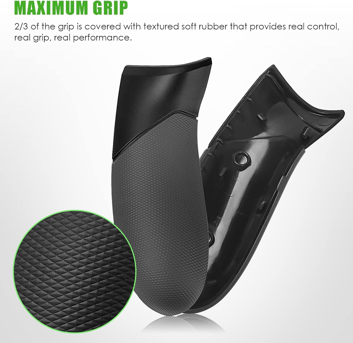 Rubberized Grips for Xbox Elite Controller, Replacement Left Right Rubber Back Panels Shell Parts (Black)