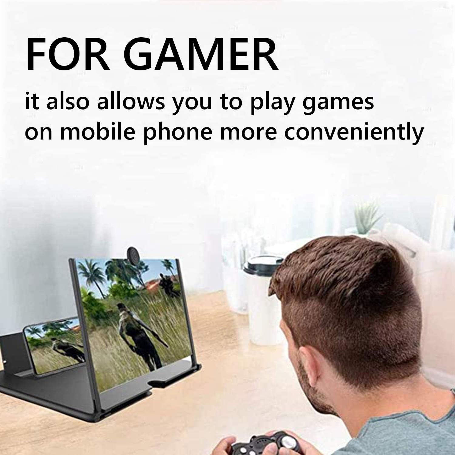 Smartphone Screen Magnifier Stand 14 Inch 3D Foldable Magnifier Stand for Mobile Phones Adjustable Angle Suitable for Family Mom Dad