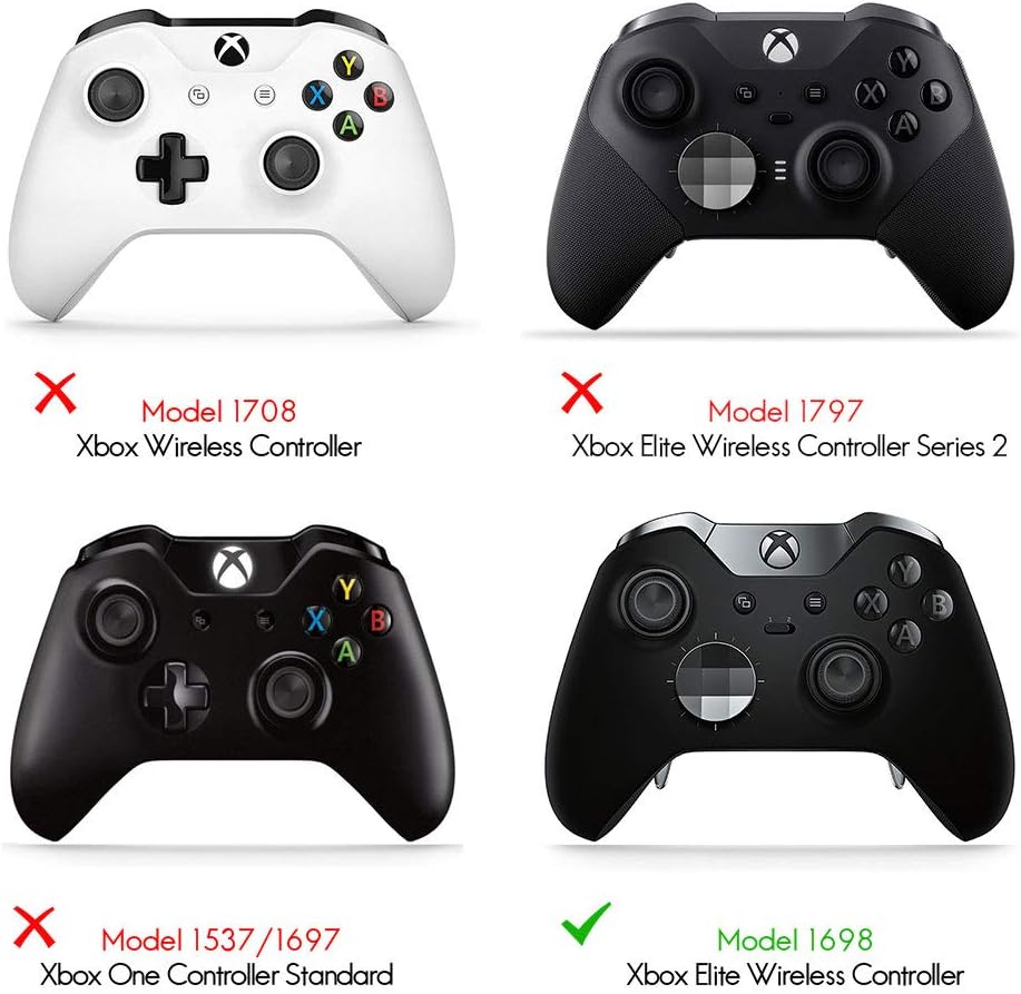 Rubberized Grips for Xbox Elite Controller, Replacement Left Right Rubber Back Panels Shell Parts (Black)