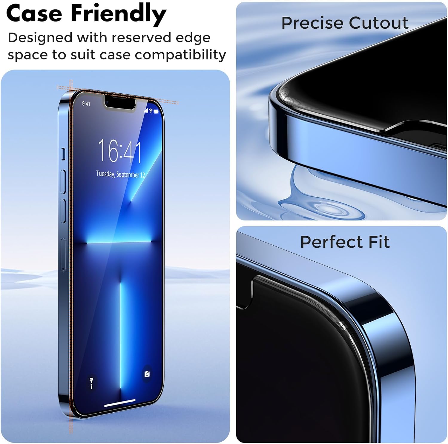 Tough Screen Protector for iPhone 14/13/13 Pro [2 Pack] Dual Layer Shatterproof Tempered Glass [Easy to Install Frame] [9H Hardness] [99.99% HD Clear] [Bubble Free] for Apple 14/13/ 13 Pro 6.1-Inch