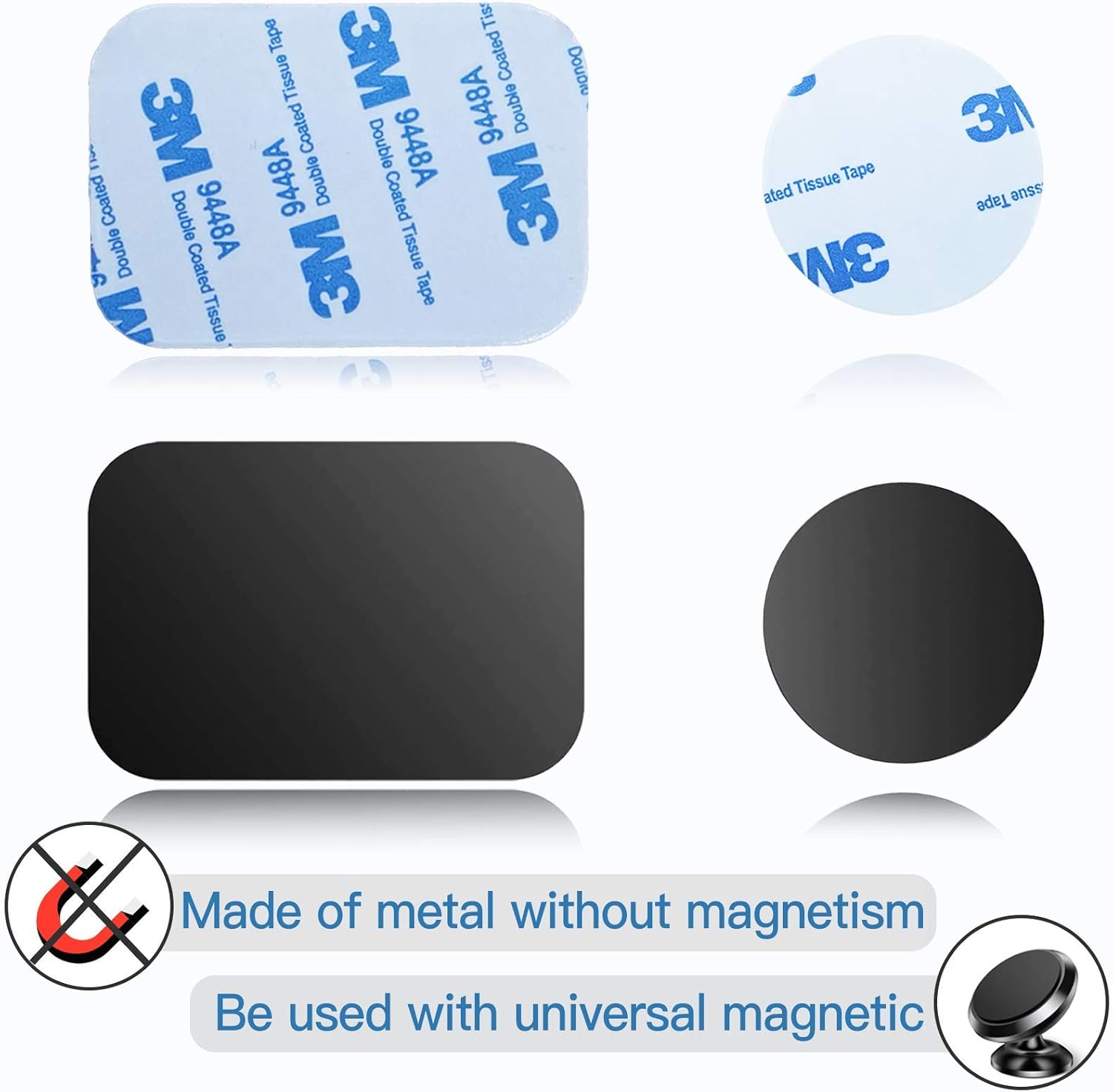 10 Piece Magnetic Metal Plates, 4 Rectangular + 6 Round